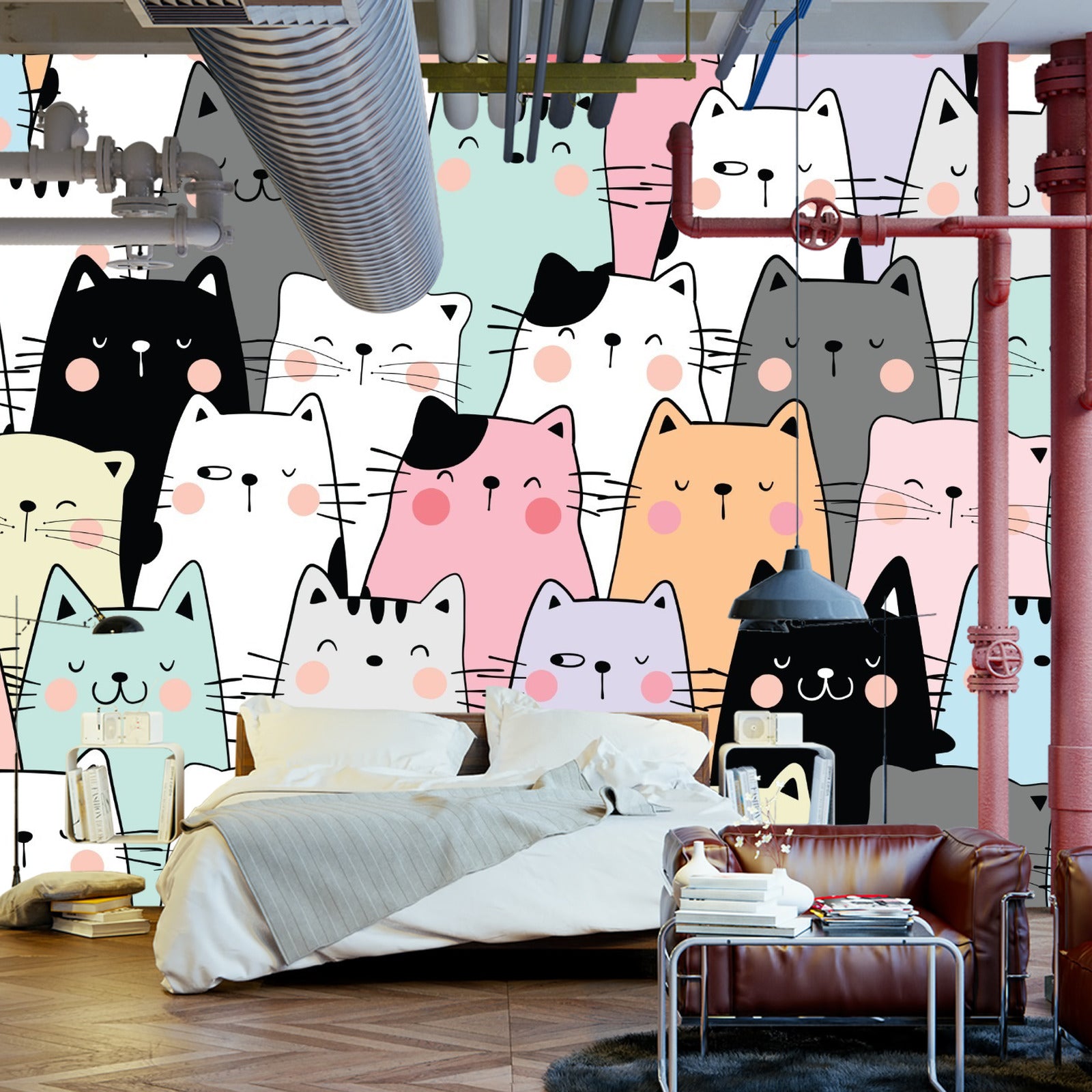 Fototapet Fargerike Tegneseriekatter