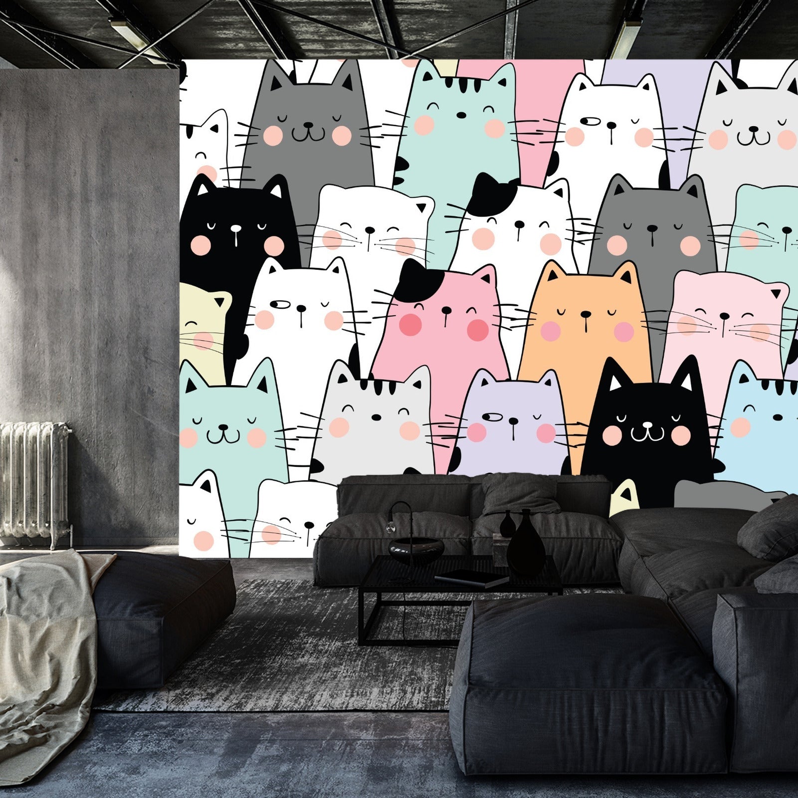 Fototapet Fargerike Tegneseriekatter