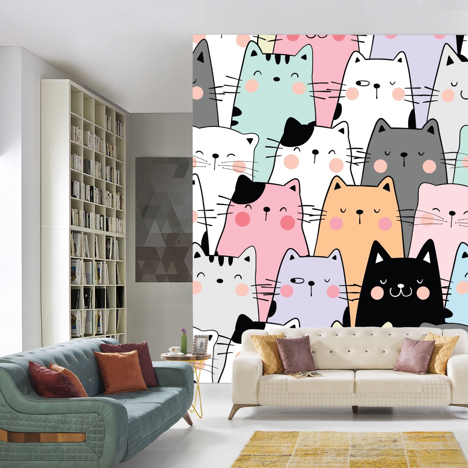 Fototapet Fargerike Tegneseriekatter