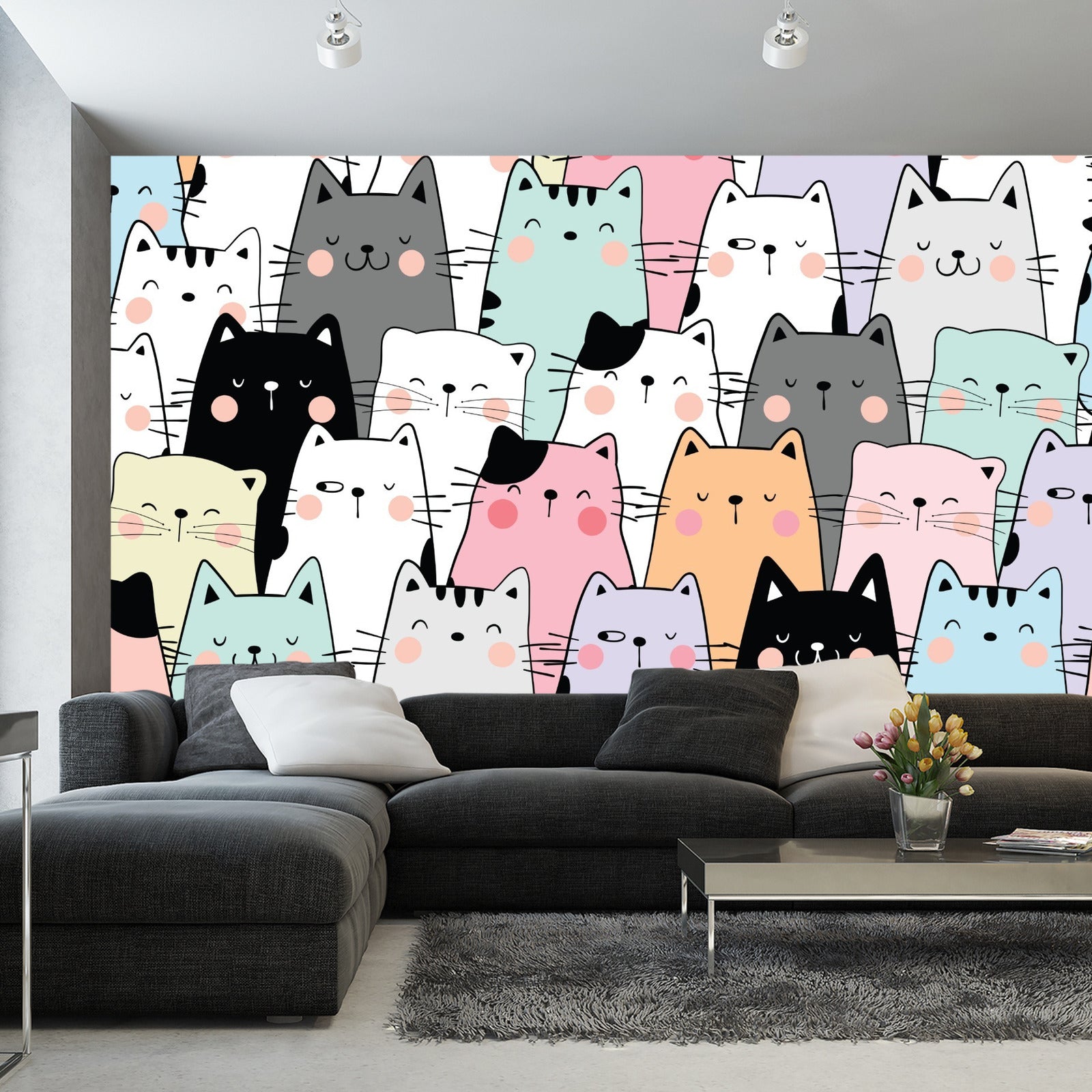 Fototapet Fargerike Tegneseriekatter