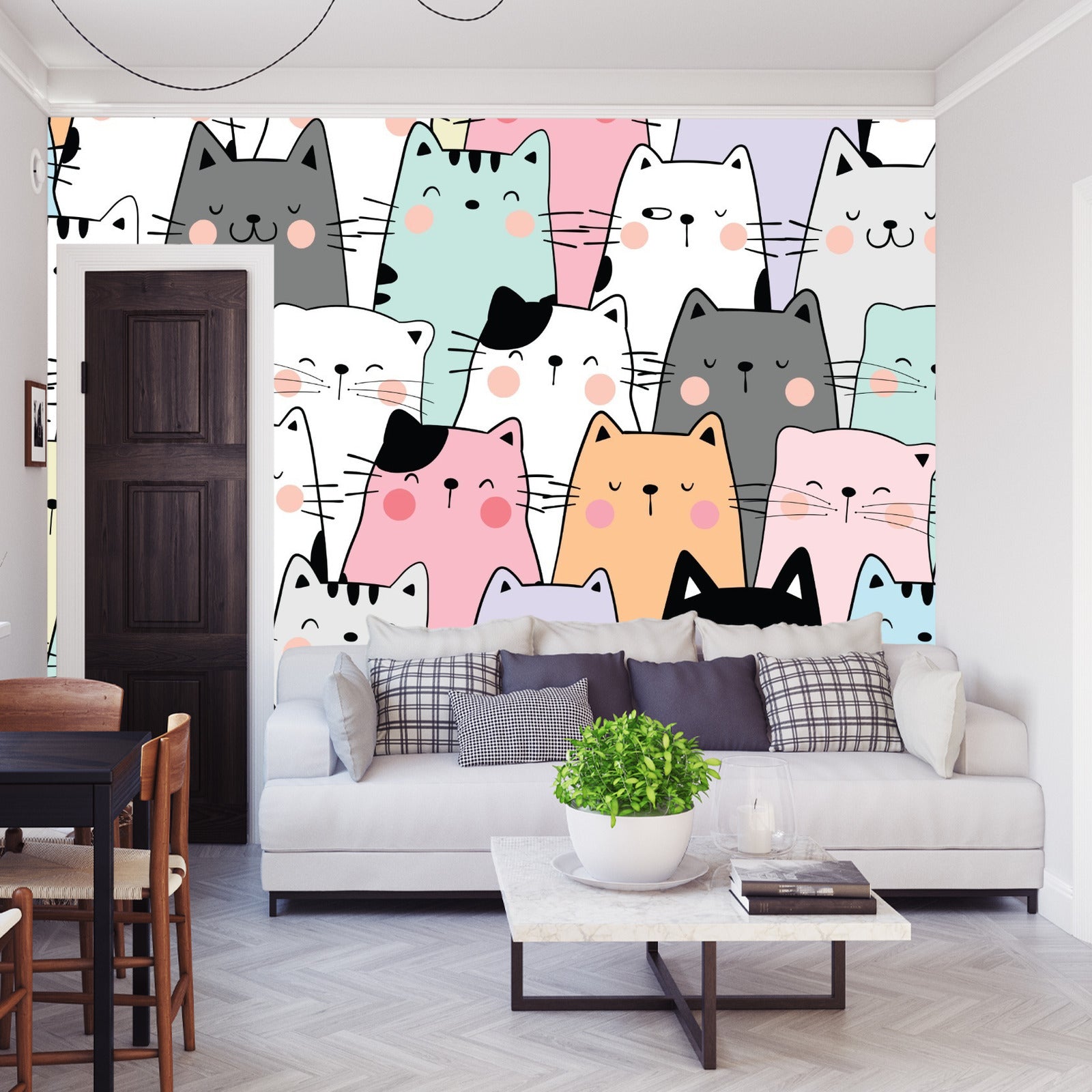 Fototapet Fargerike Tegneseriekatter