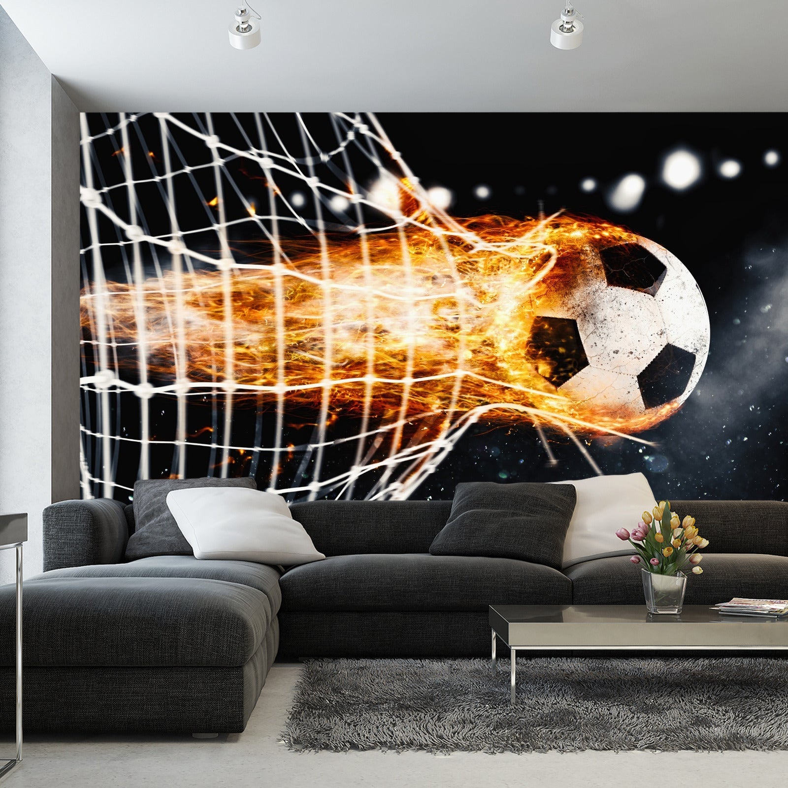 Fototapet Brennende Ball Ødelegger Målet