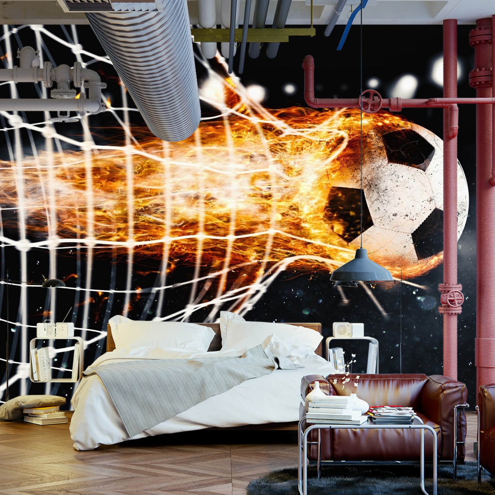 Fototapet Brennende Ball Ødelegger Målet