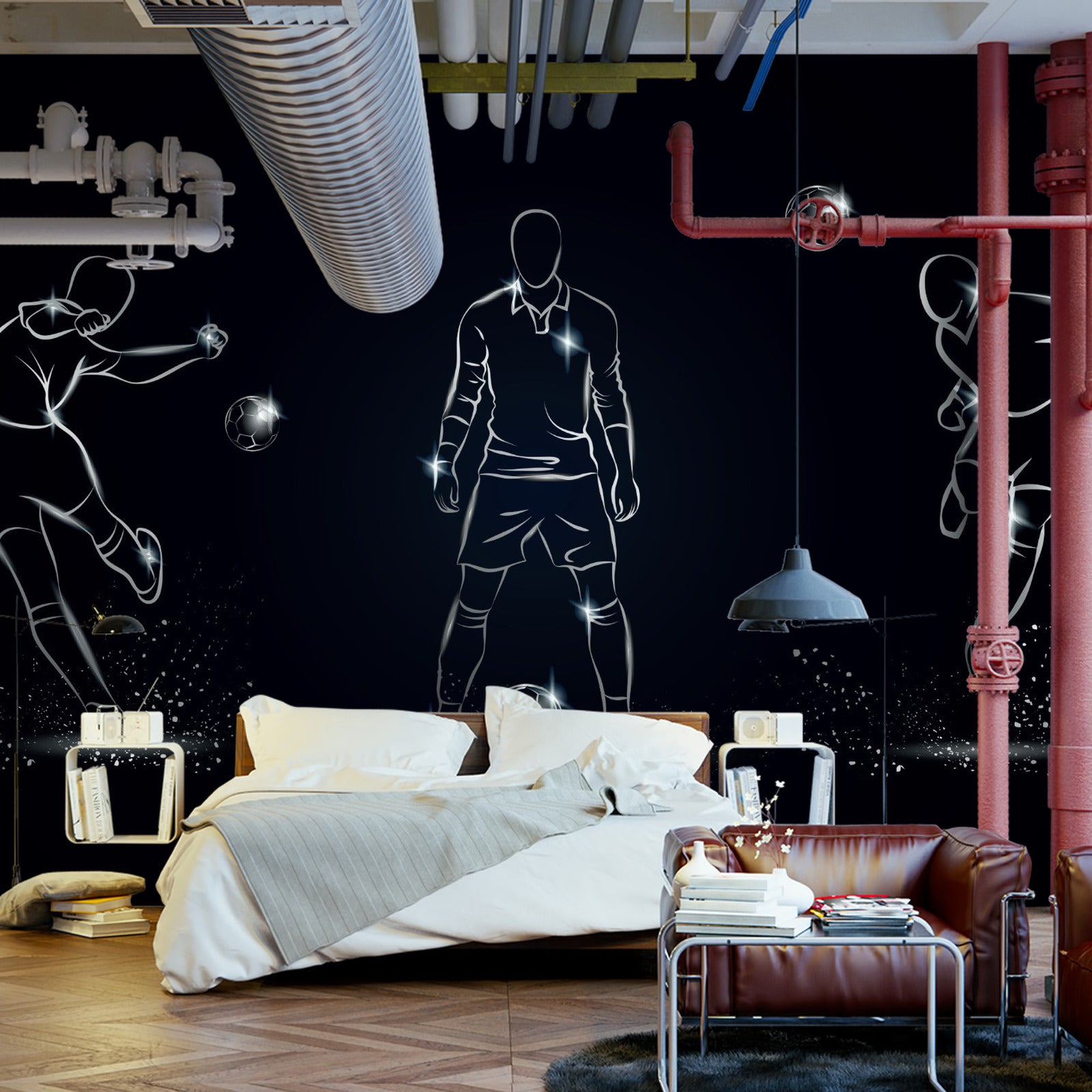 Fototapet Fotballspiller I Forskjellige Positurer