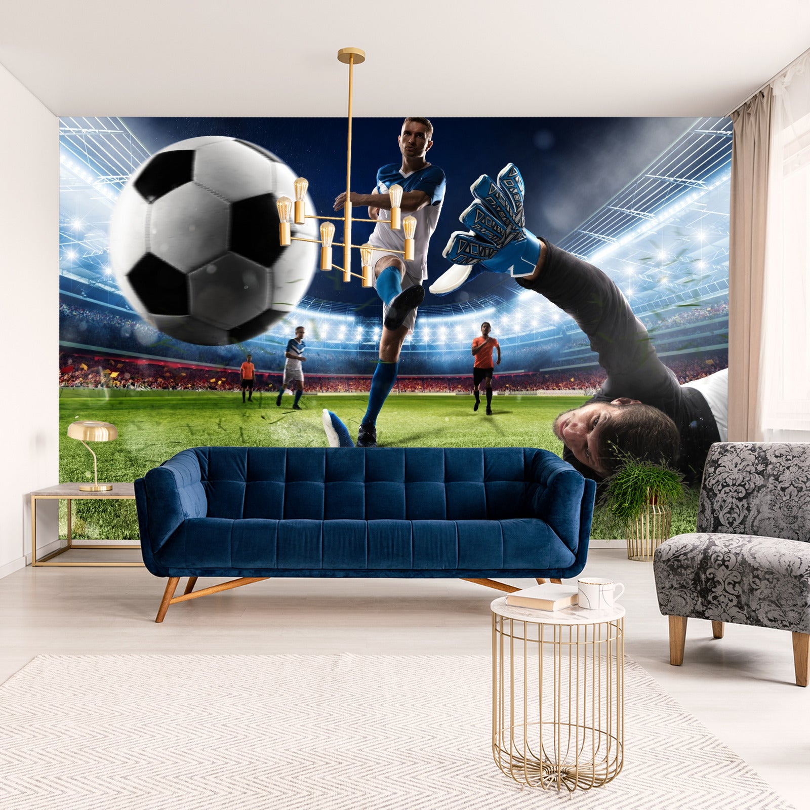 Fototapet Fotballspiller Som Skyter Et Mål