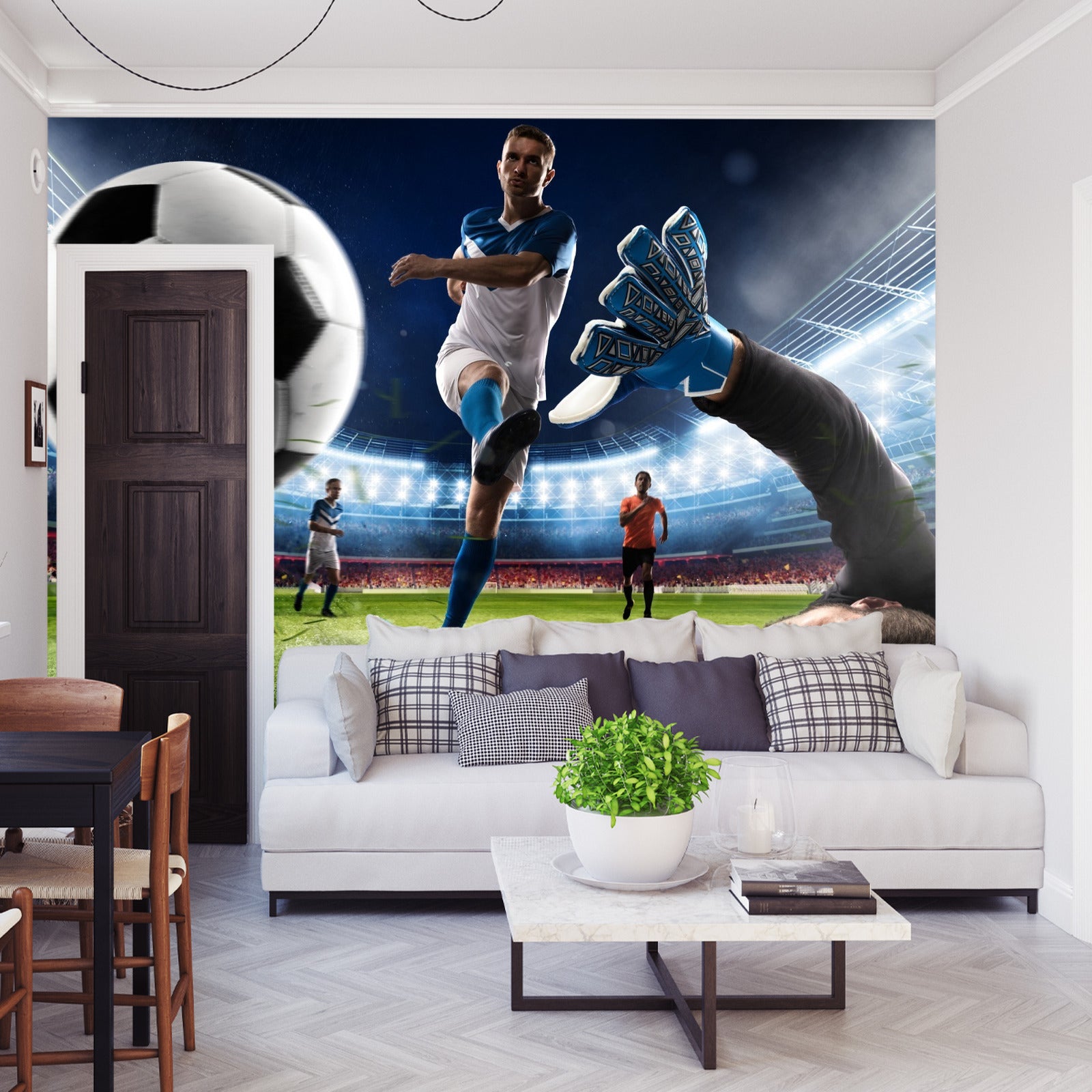 Fototapet Fotballspiller Som Skyter Et Mål