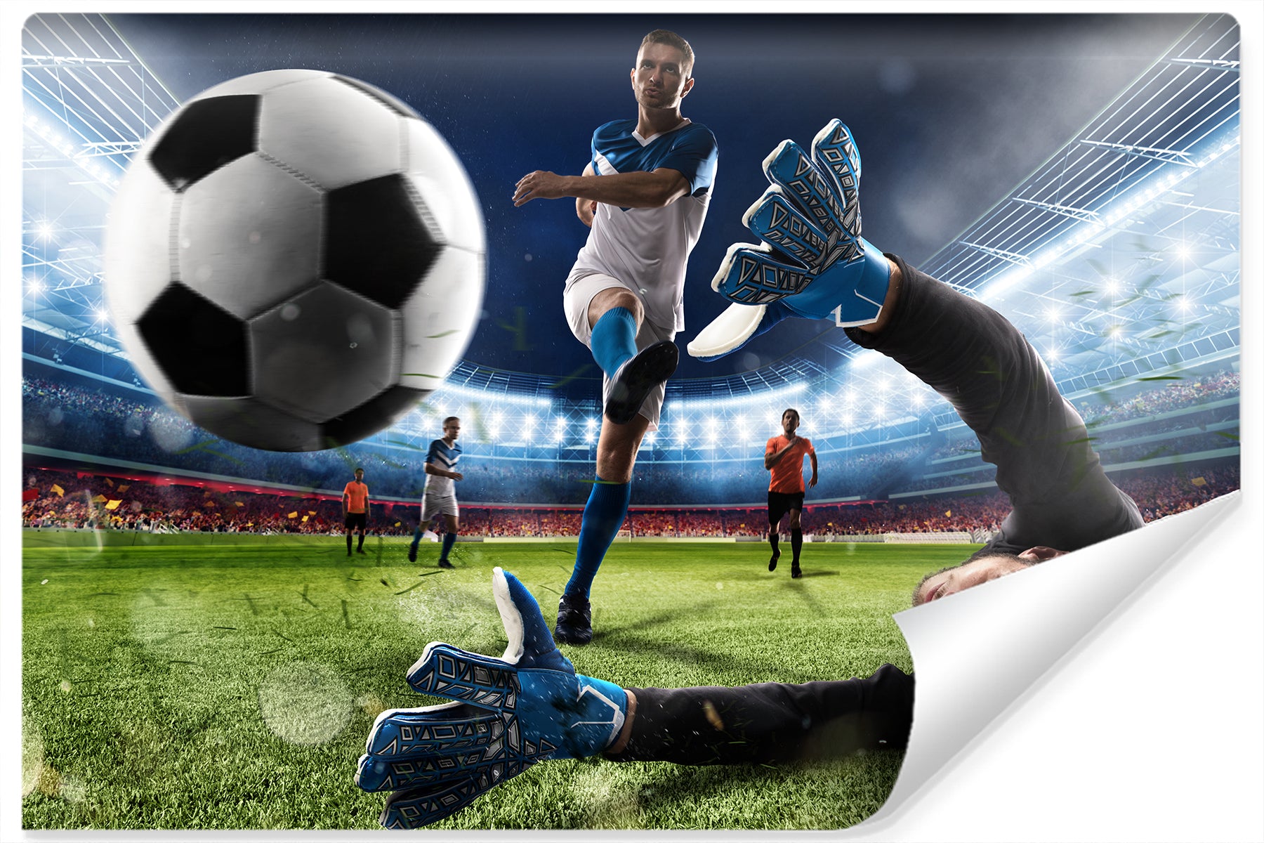 Fototapet Fotballspiller Som Skyter Et Mål