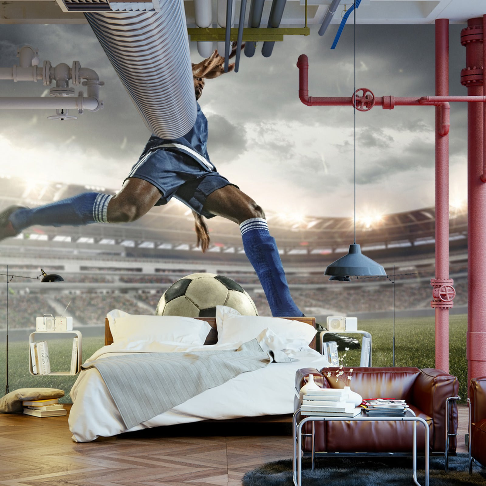 Fototapet Fotballspiller På Banen