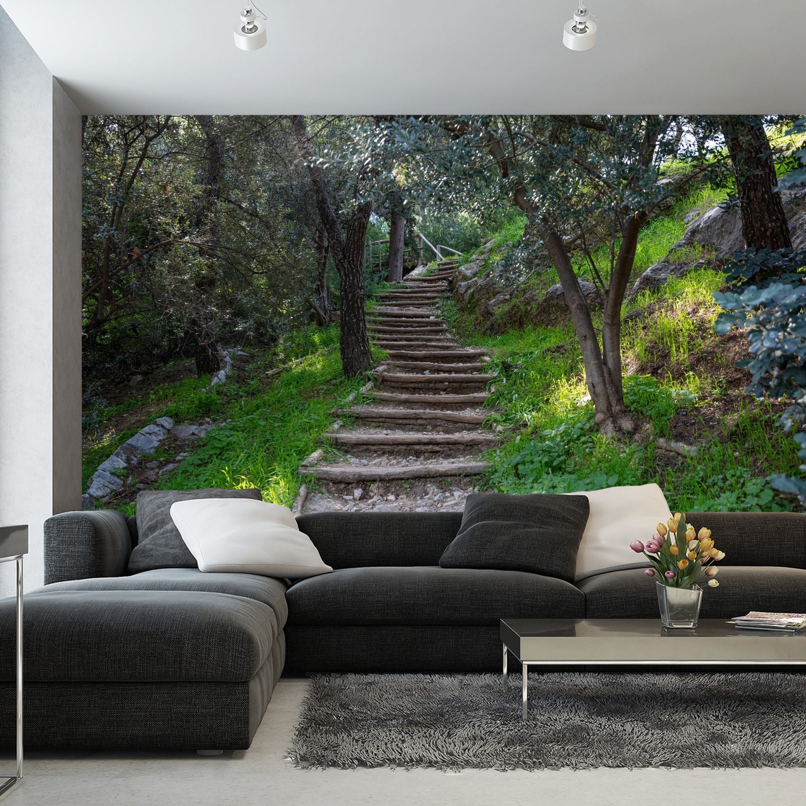 Fototapet Stairway In The Woods 3D