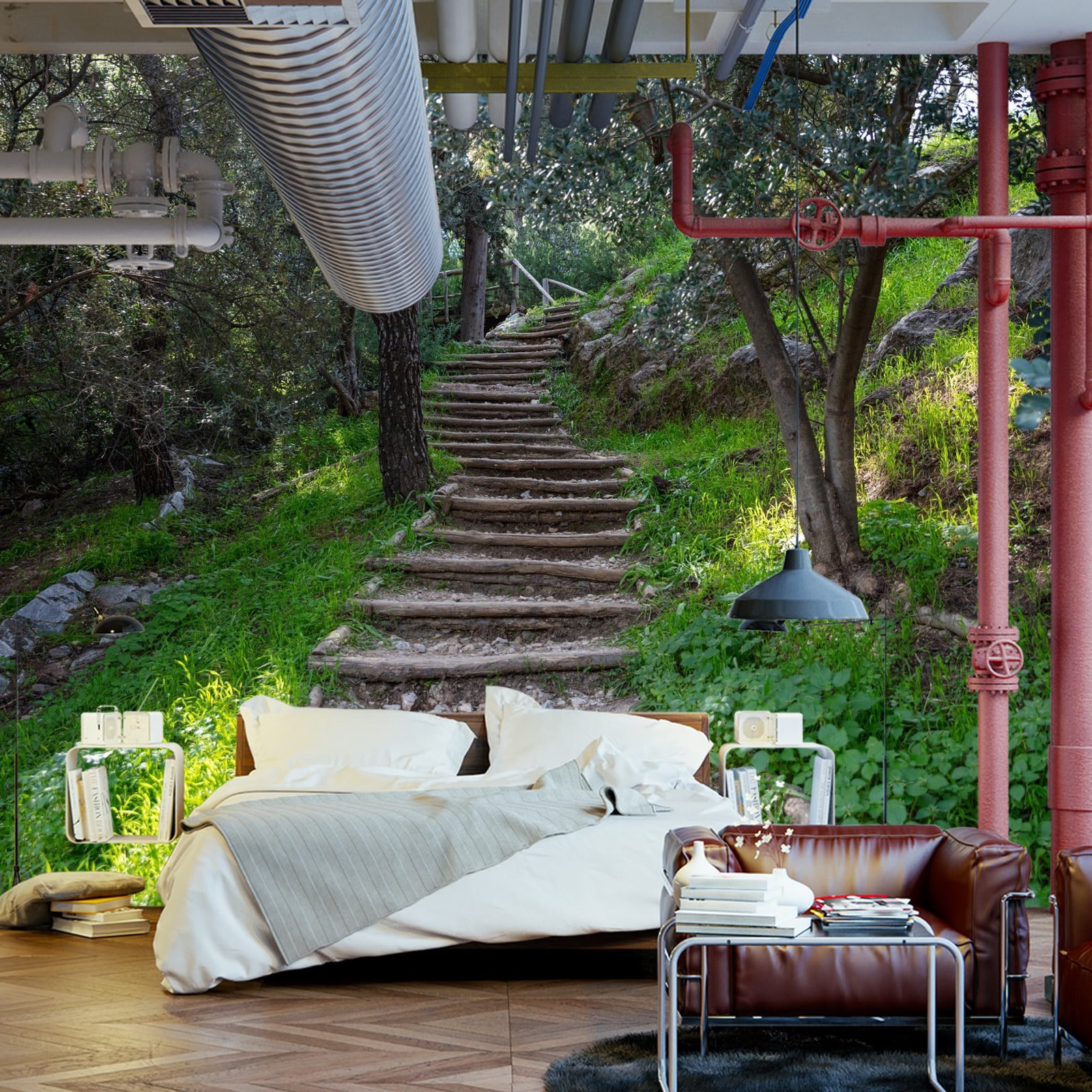 Fototapet Stairway In The Woods 3D