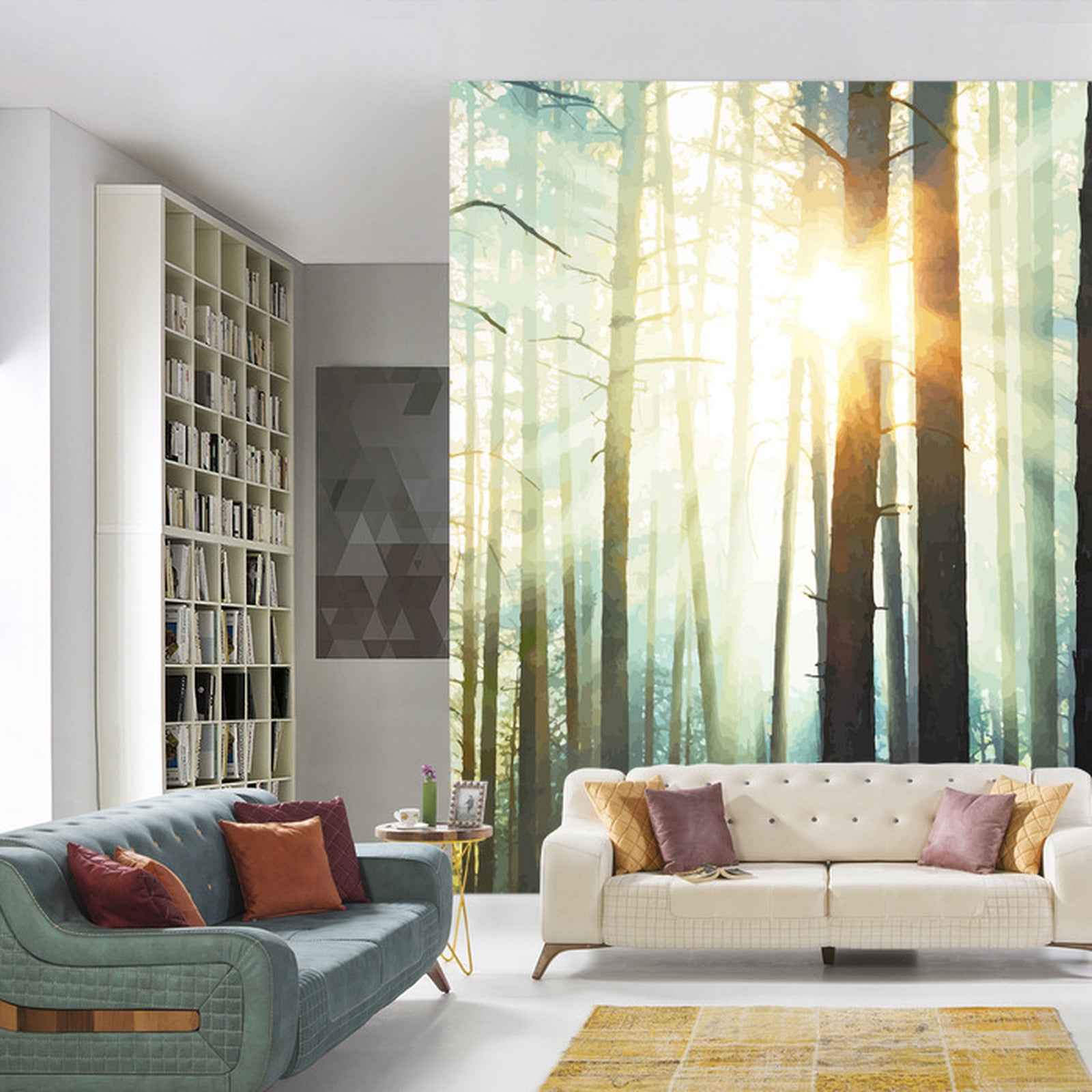 Fototapet Skog med solskin