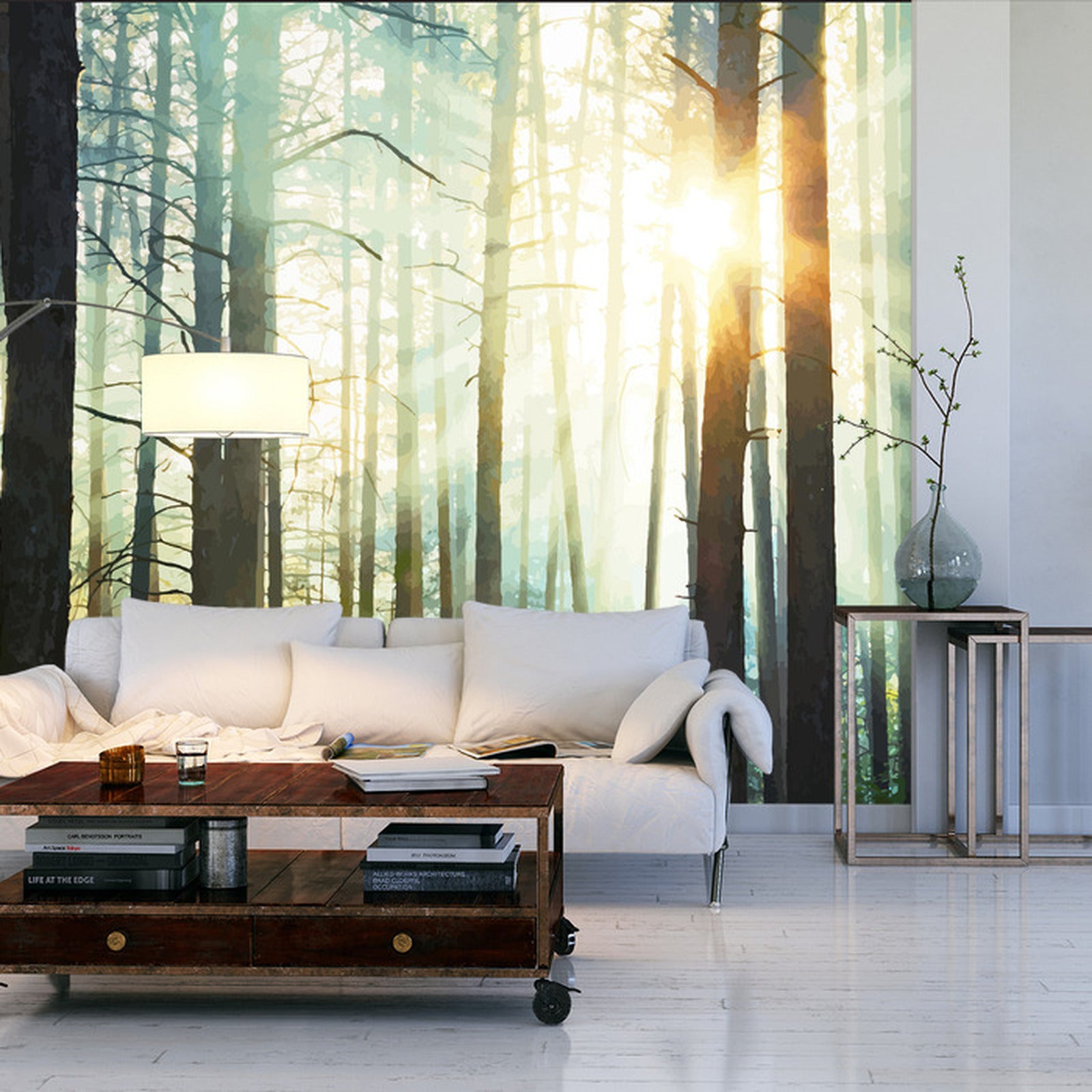 Fototapet Skog med solskin