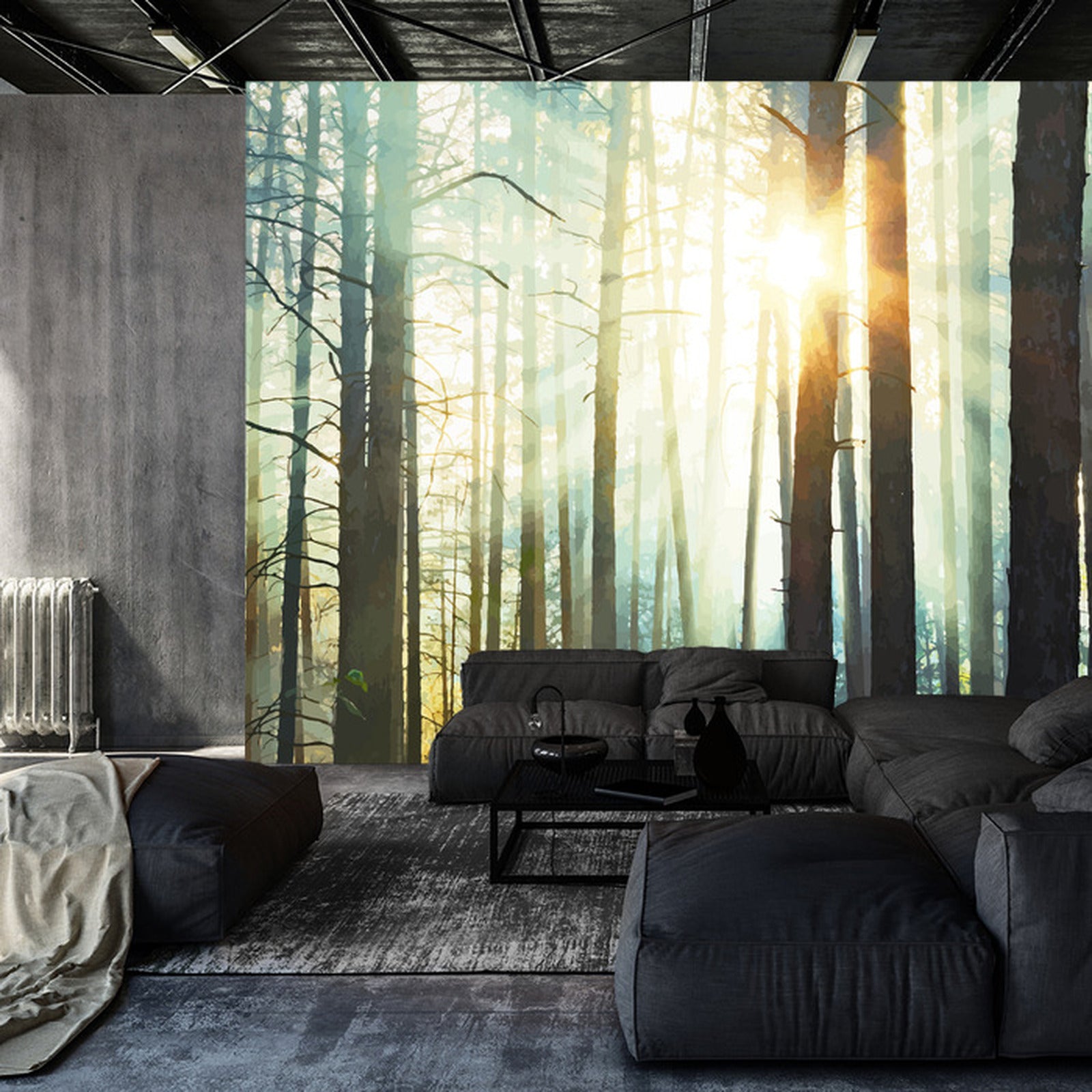 Fototapet Skog med solskin
