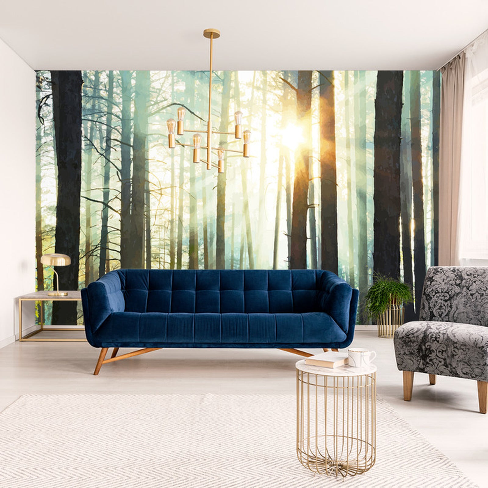 Fototapet Skog med solskin