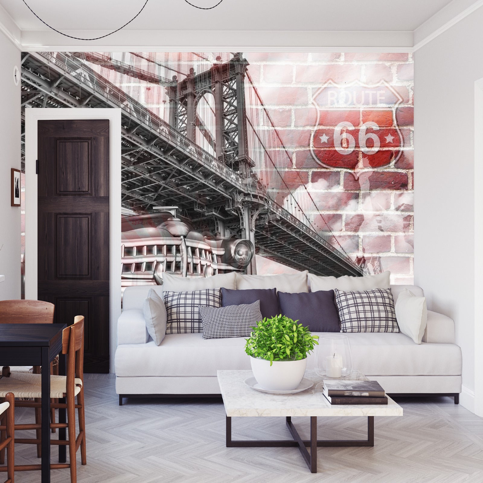 Fototapet Bil På Bakgrunn Av En Gammel Murvegg