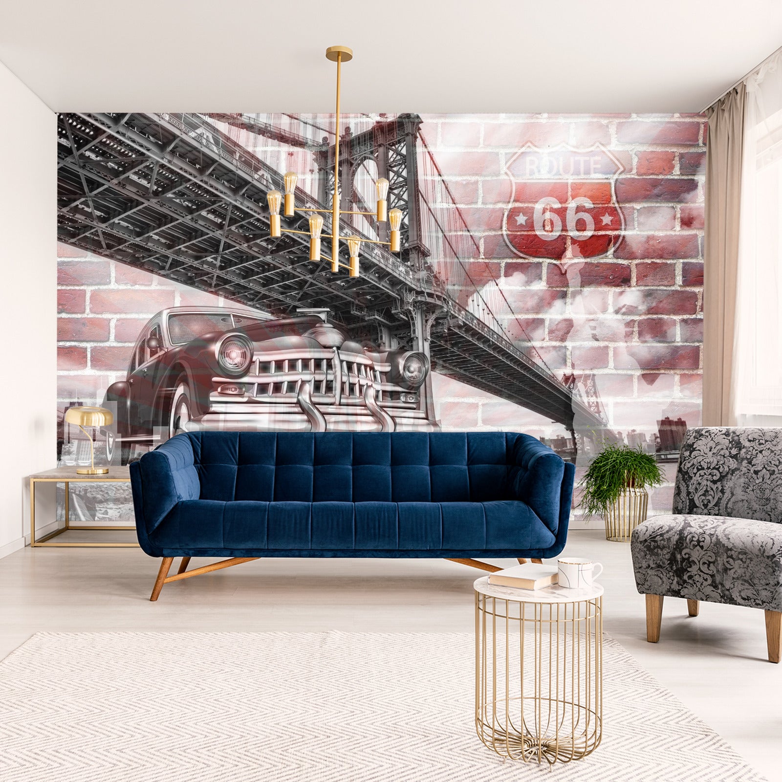 Fototapet Bil På Bakgrunn Av En Gammel Murvegg