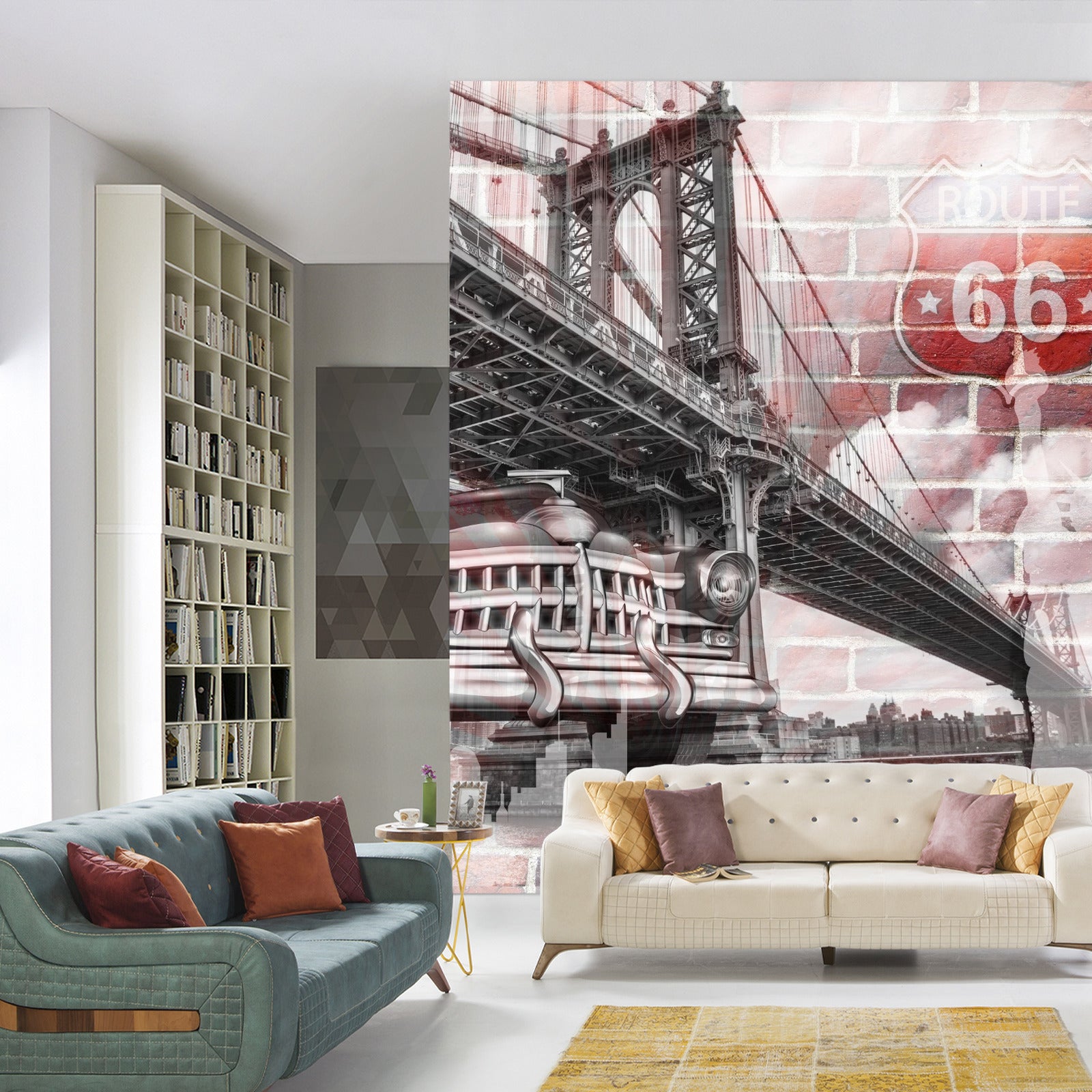 Fototapet Bil På Bakgrunn Av En Gammel Murvegg