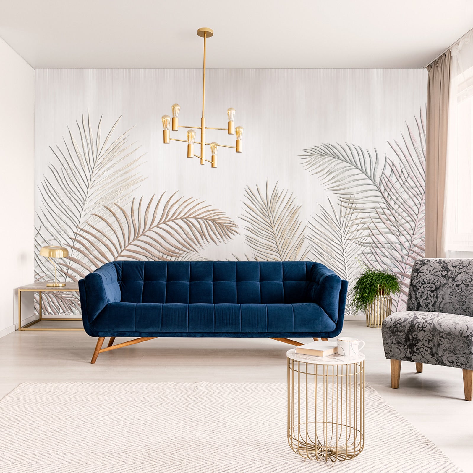 Fototapet Palmeblader På Lys Bakgrunn