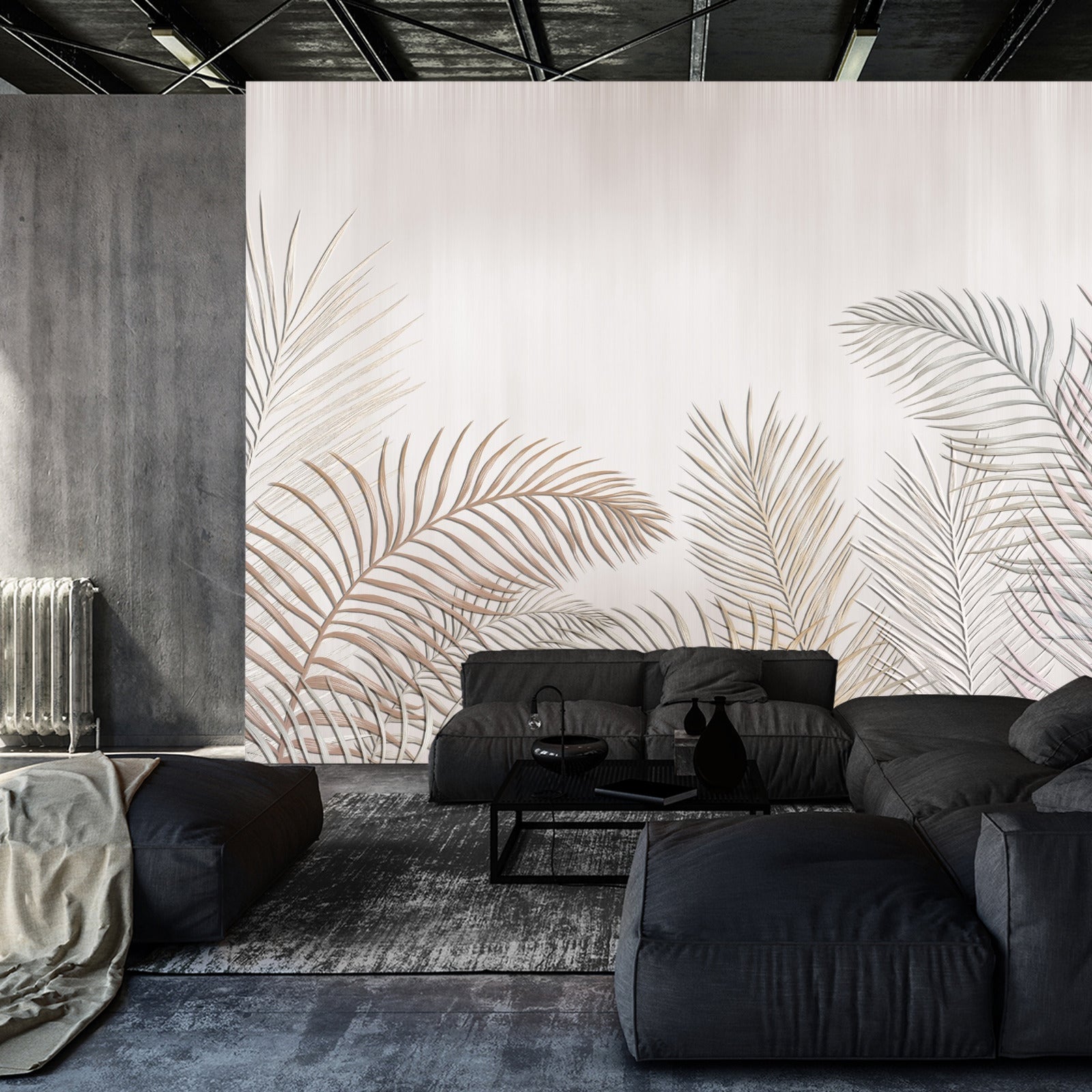 Fototapet Palmeblader På Lys Bakgrunn