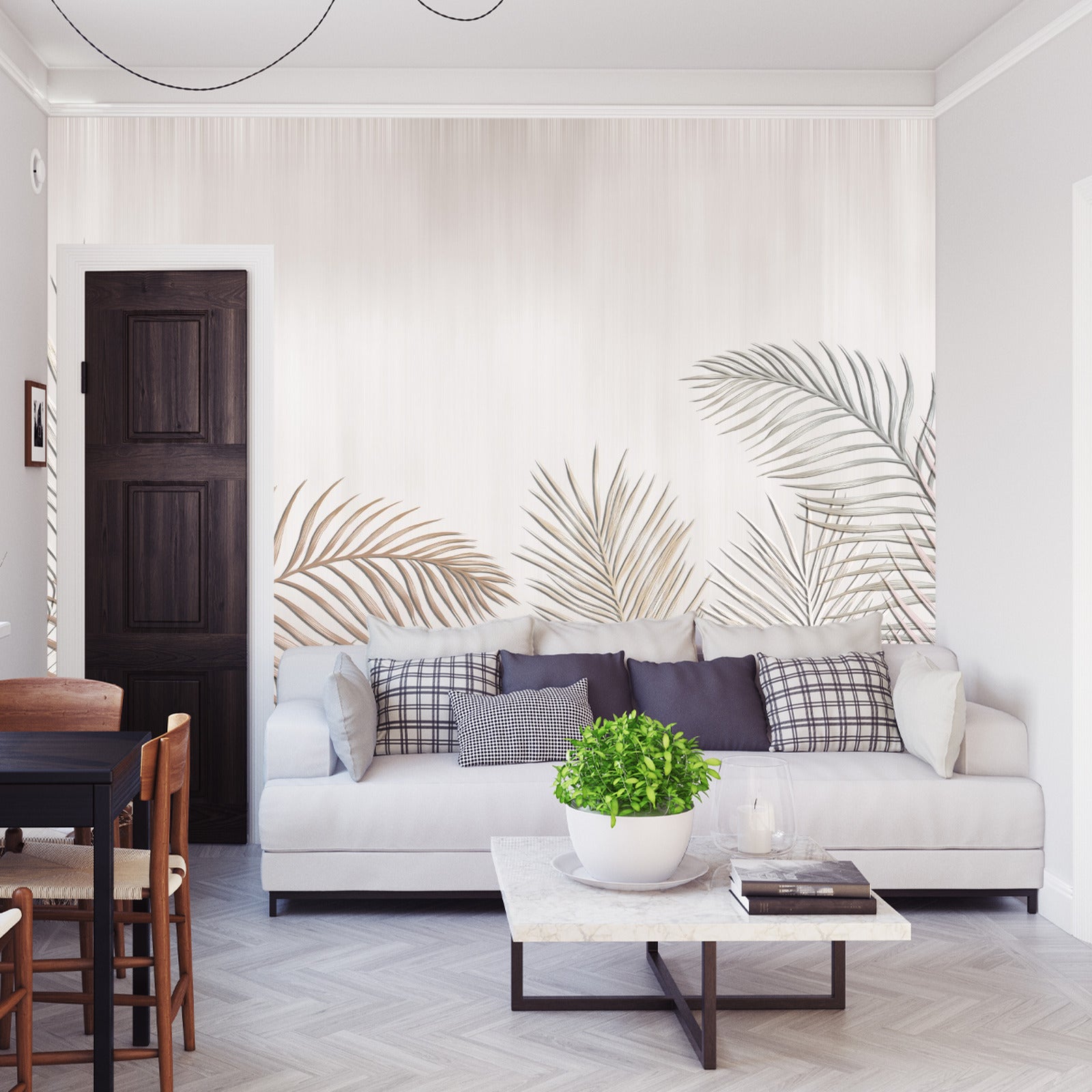 Fototapet Palmeblader På Lys Bakgrunn