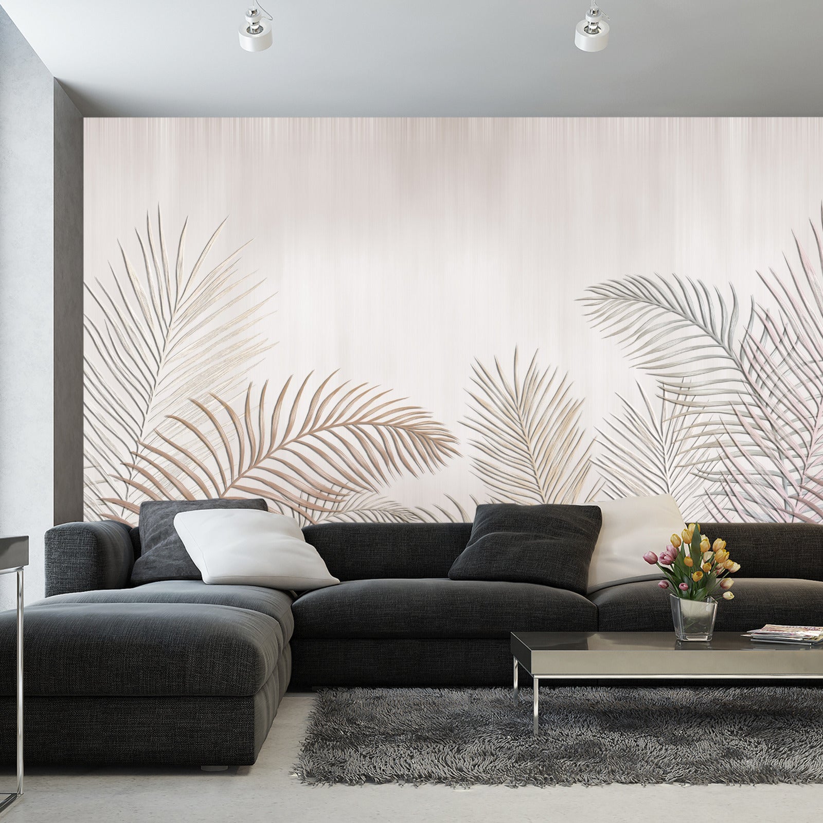 Fototapet Palmeblader På Lys Bakgrunn