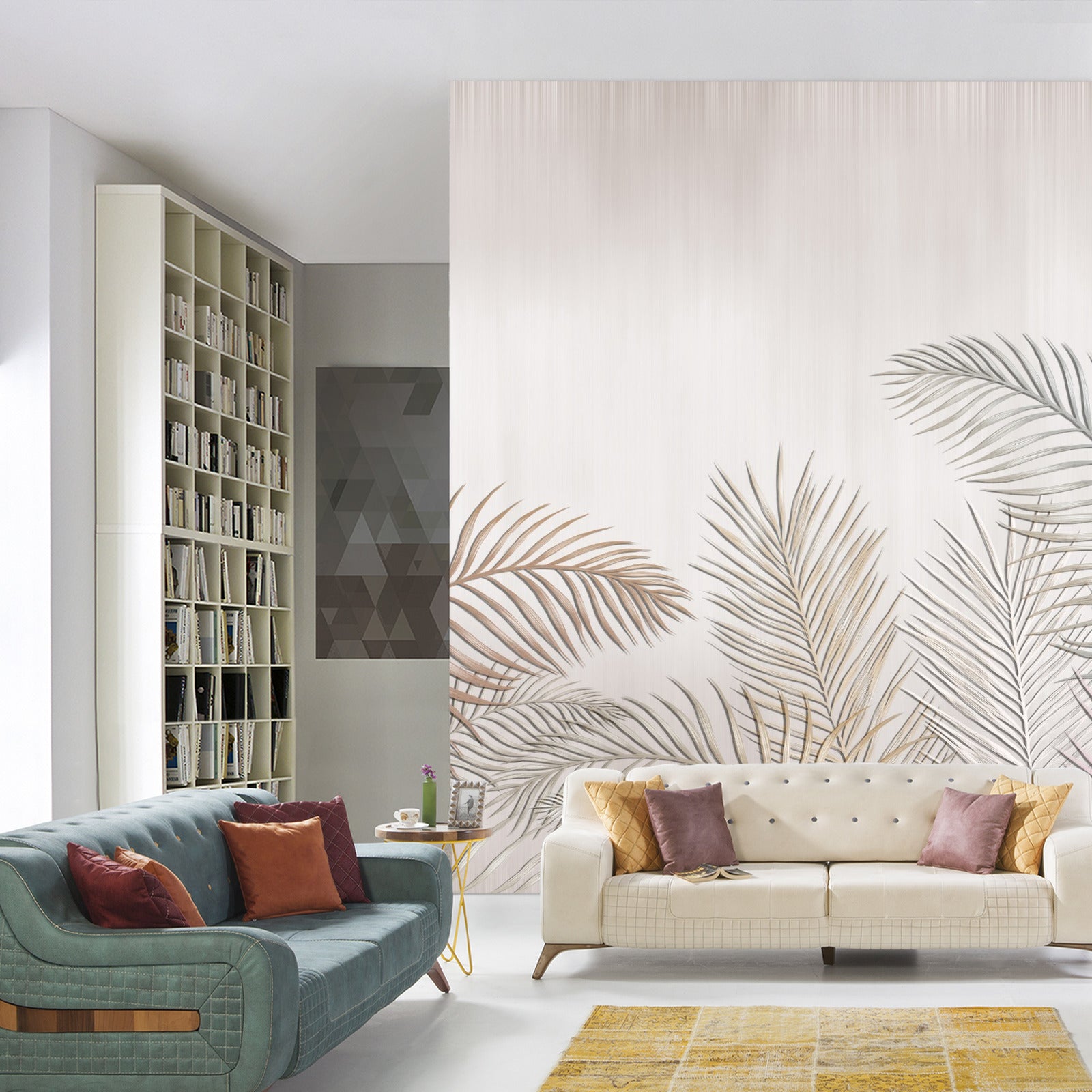 Fototapet Palmeblader På Lys Bakgrunn