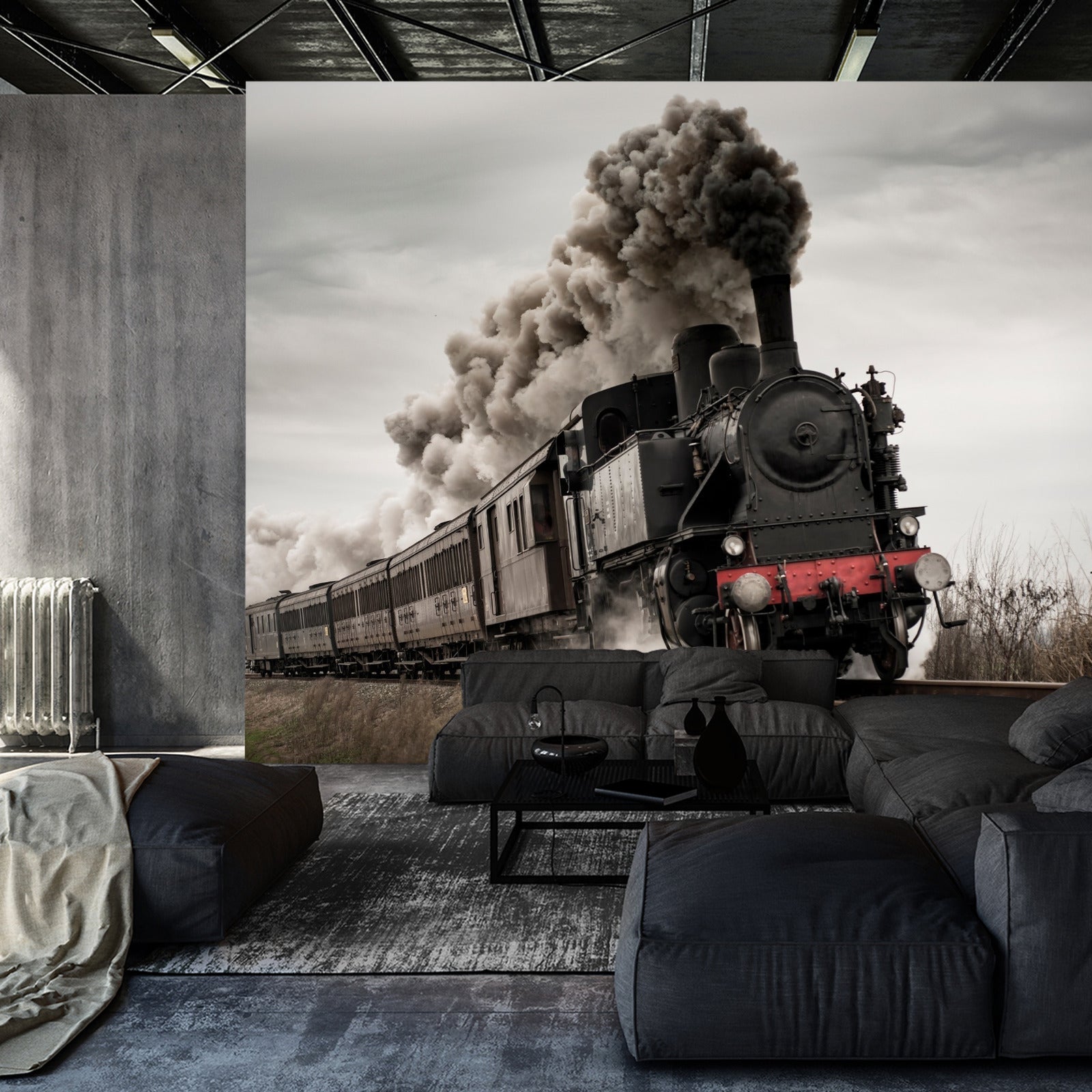 Fototapet Vintage Lokomotiv I Bevegelse