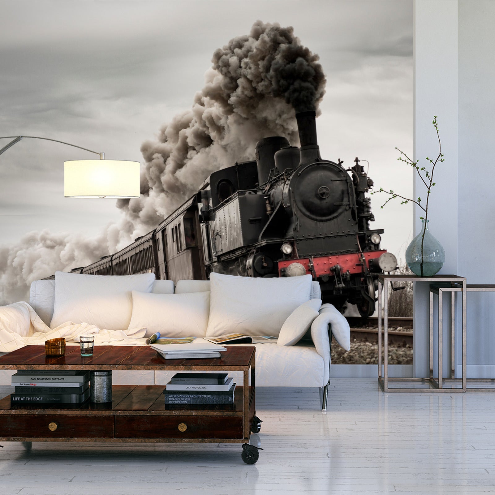 Fototapet Vintage Lokomotiv I Bevegelse