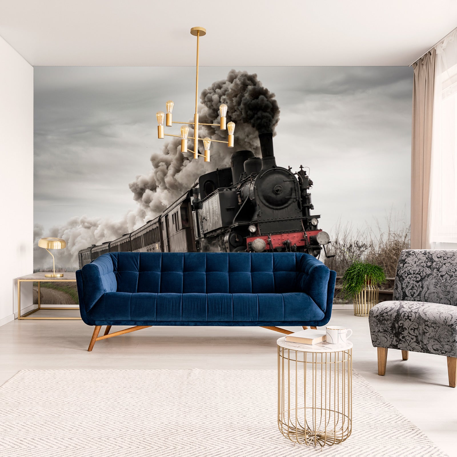 Fototapet Vintage Lokomotiv I Bevegelse