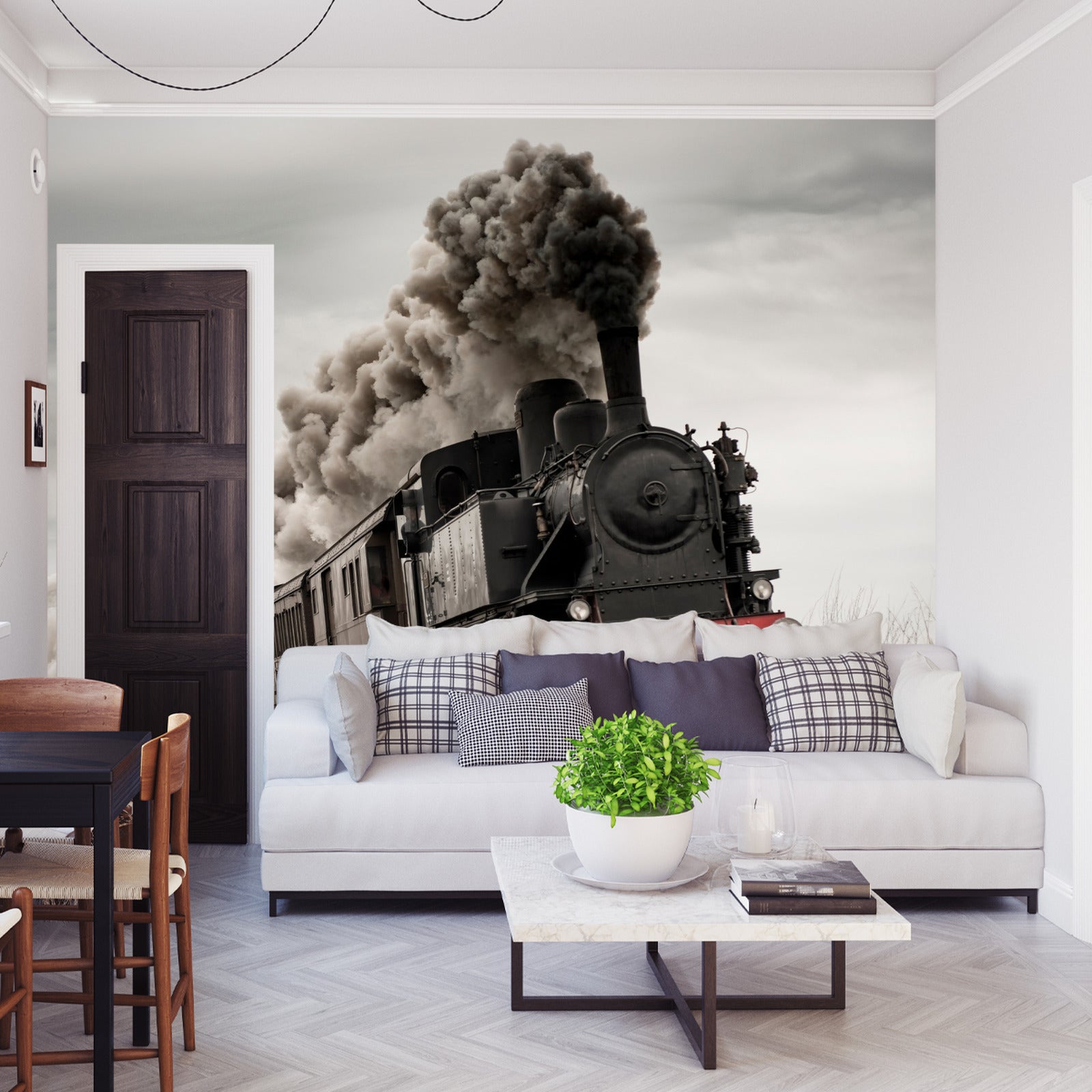 Fototapet Vintage Lokomotiv I Bevegelse