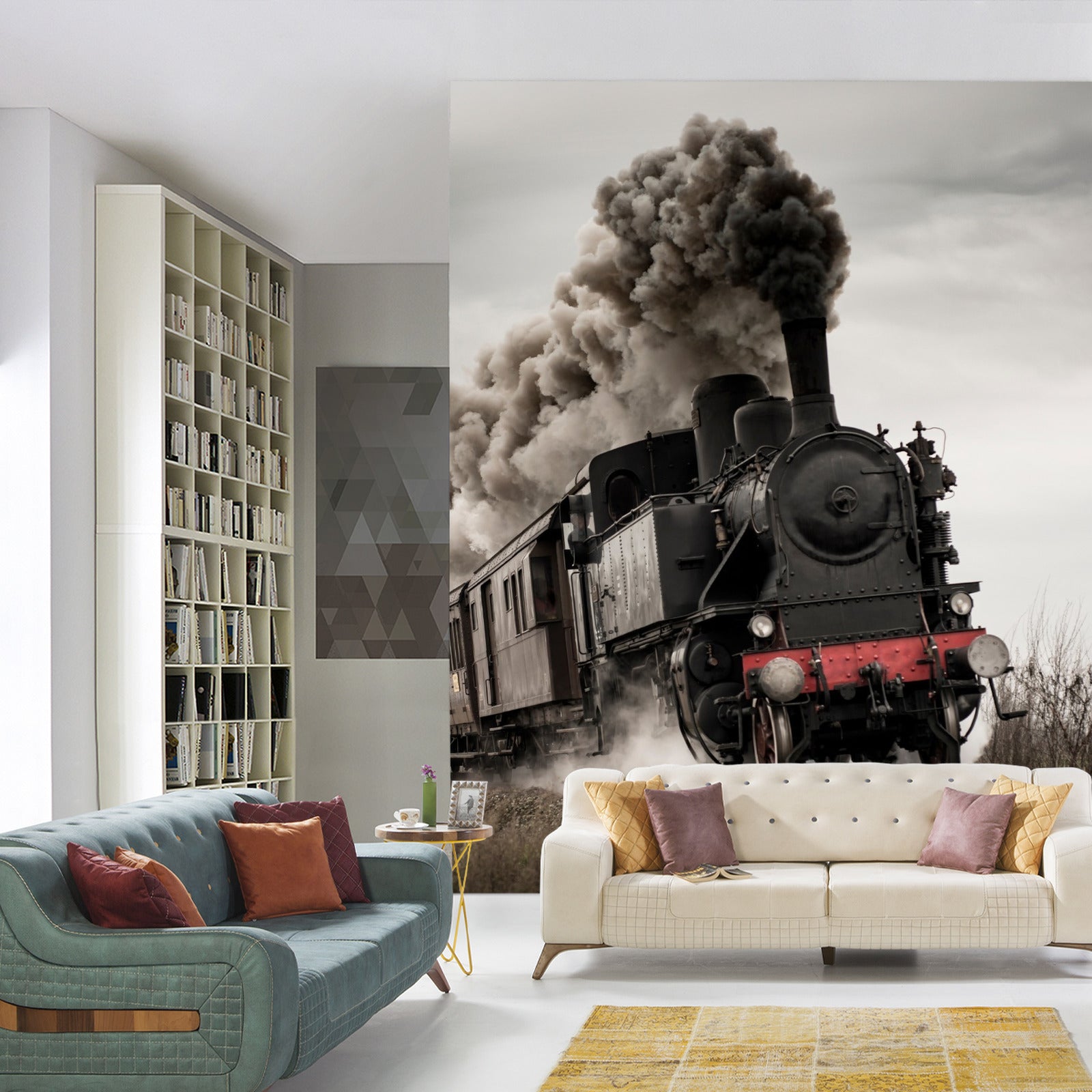 Fototapet Vintage Lokomotiv I Bevegelse