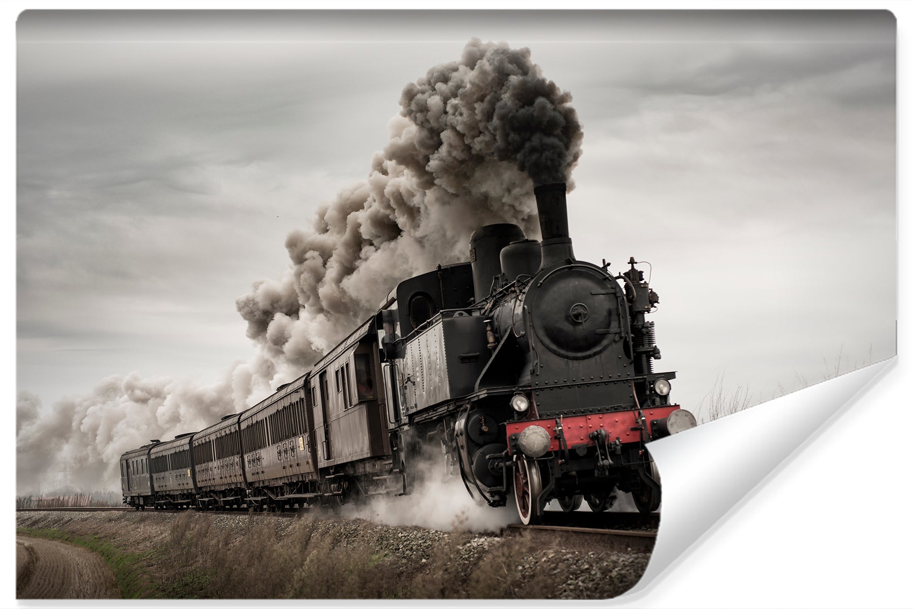 Fototapet Vintage Lokomotiv I Bevegelse