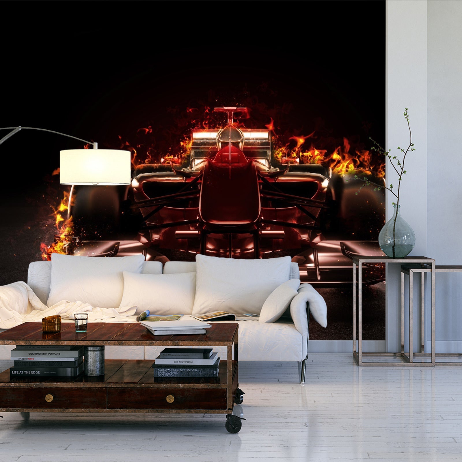 Fototapet Flaming F1-Bil