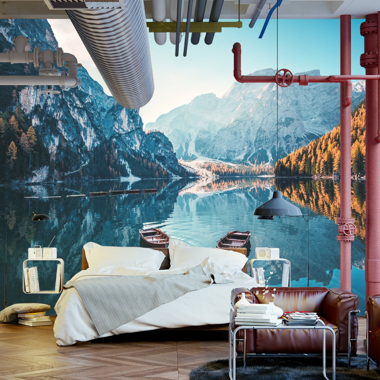 Fototapet Lake Lago Di Braies I Italia