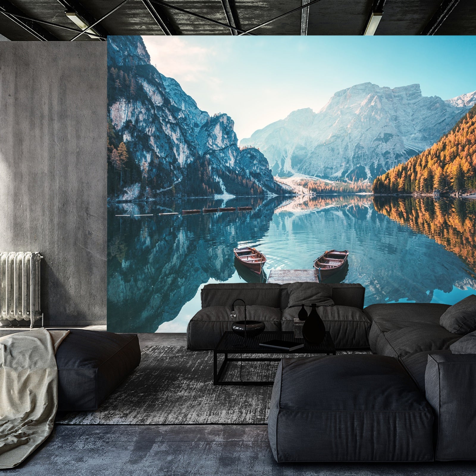 Fototapet Lake Lago Di Braies I Italia