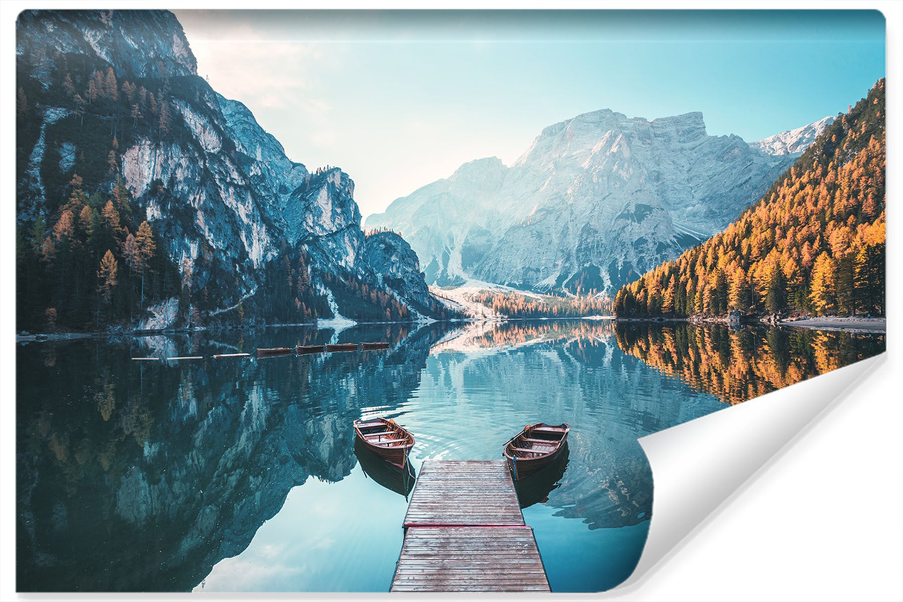 Fototapet Lake Lago Di Braies I Italia