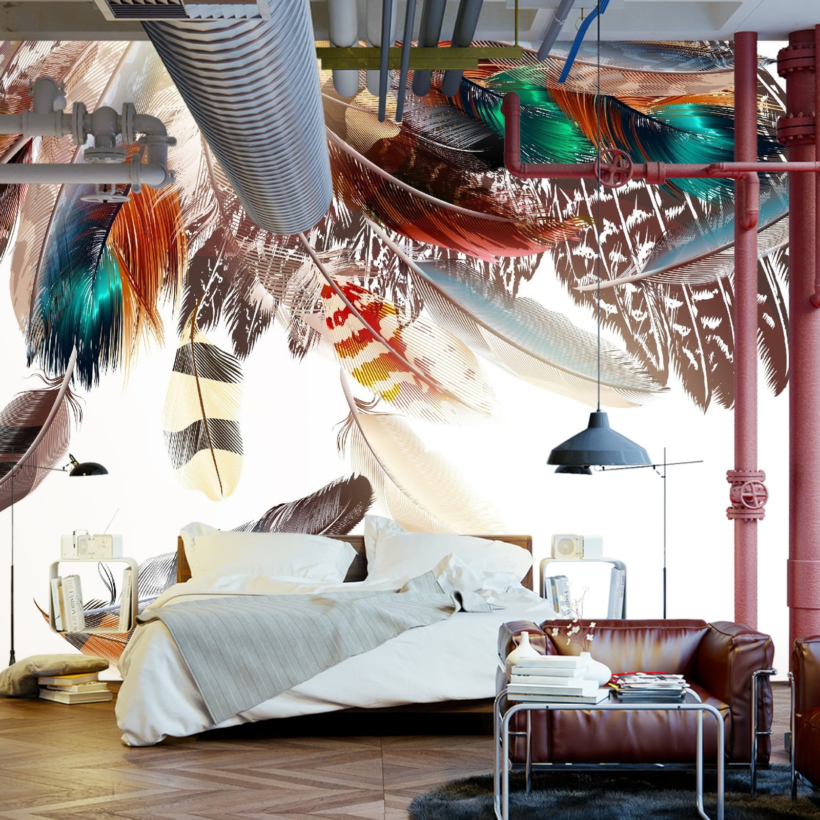 Fototapet Fjær I Boho-Stil