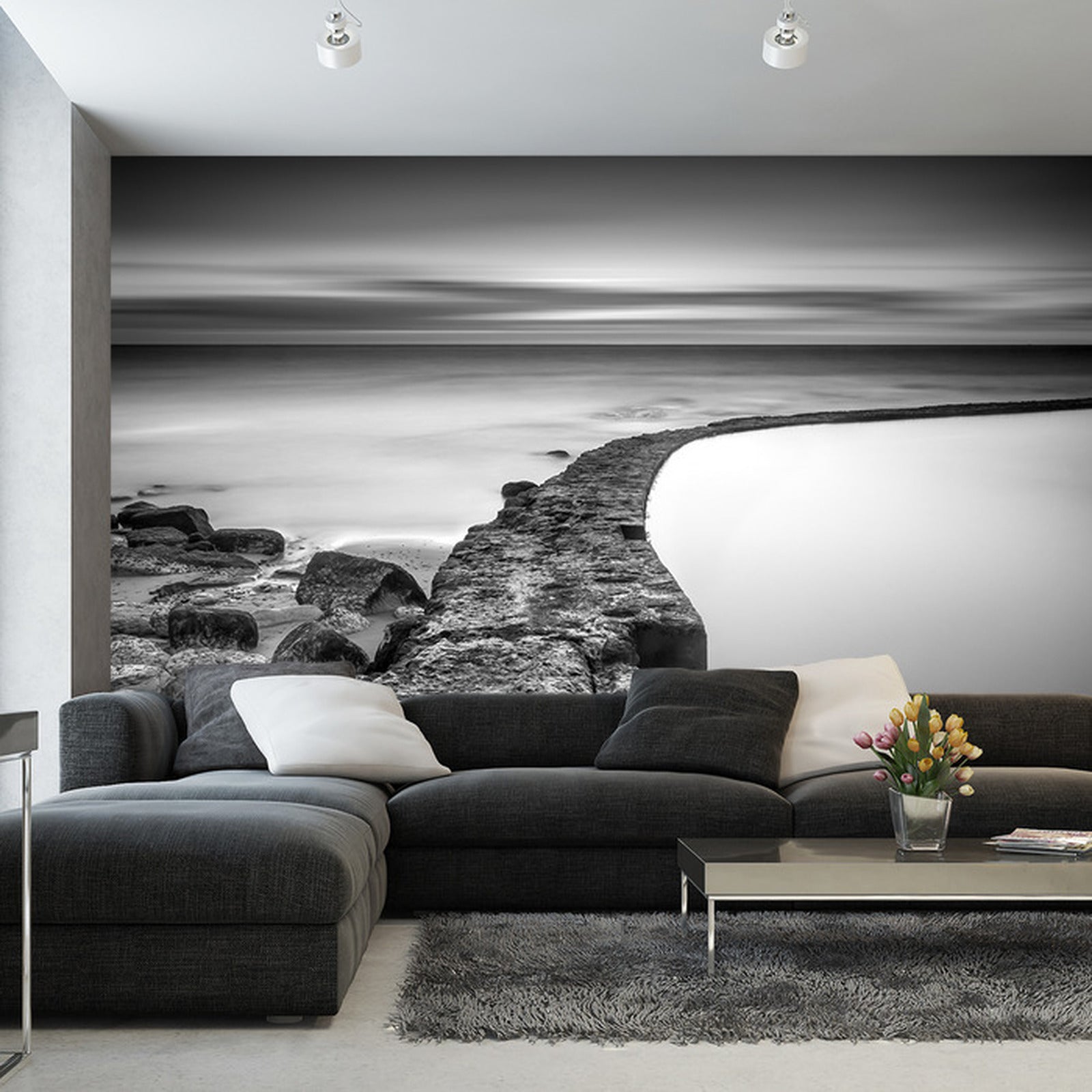 Fototapet Strand Sjøbergarter