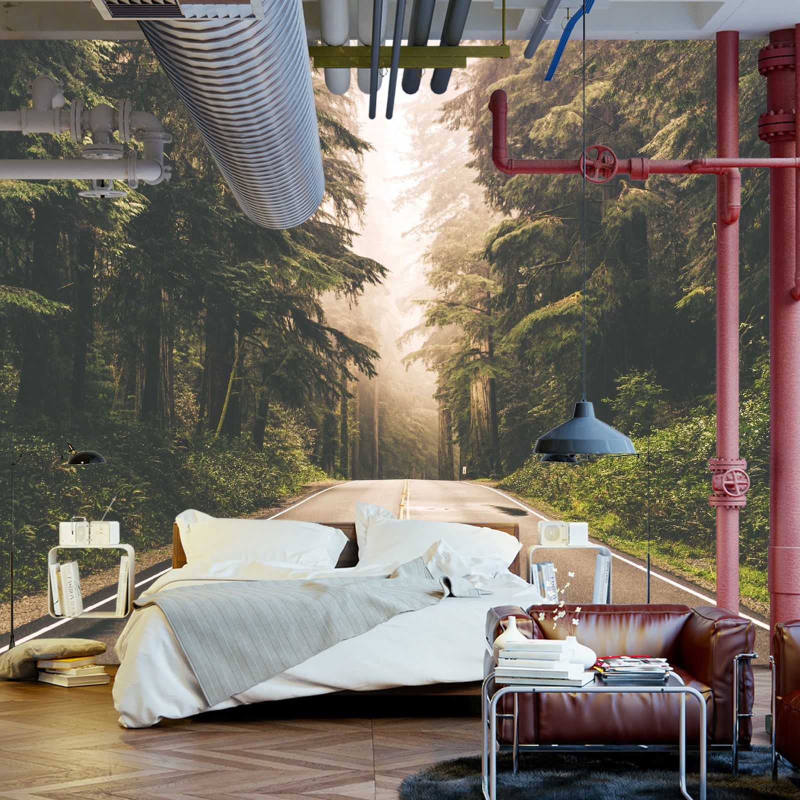 Fototapet Vei I En Amerikansk Skog