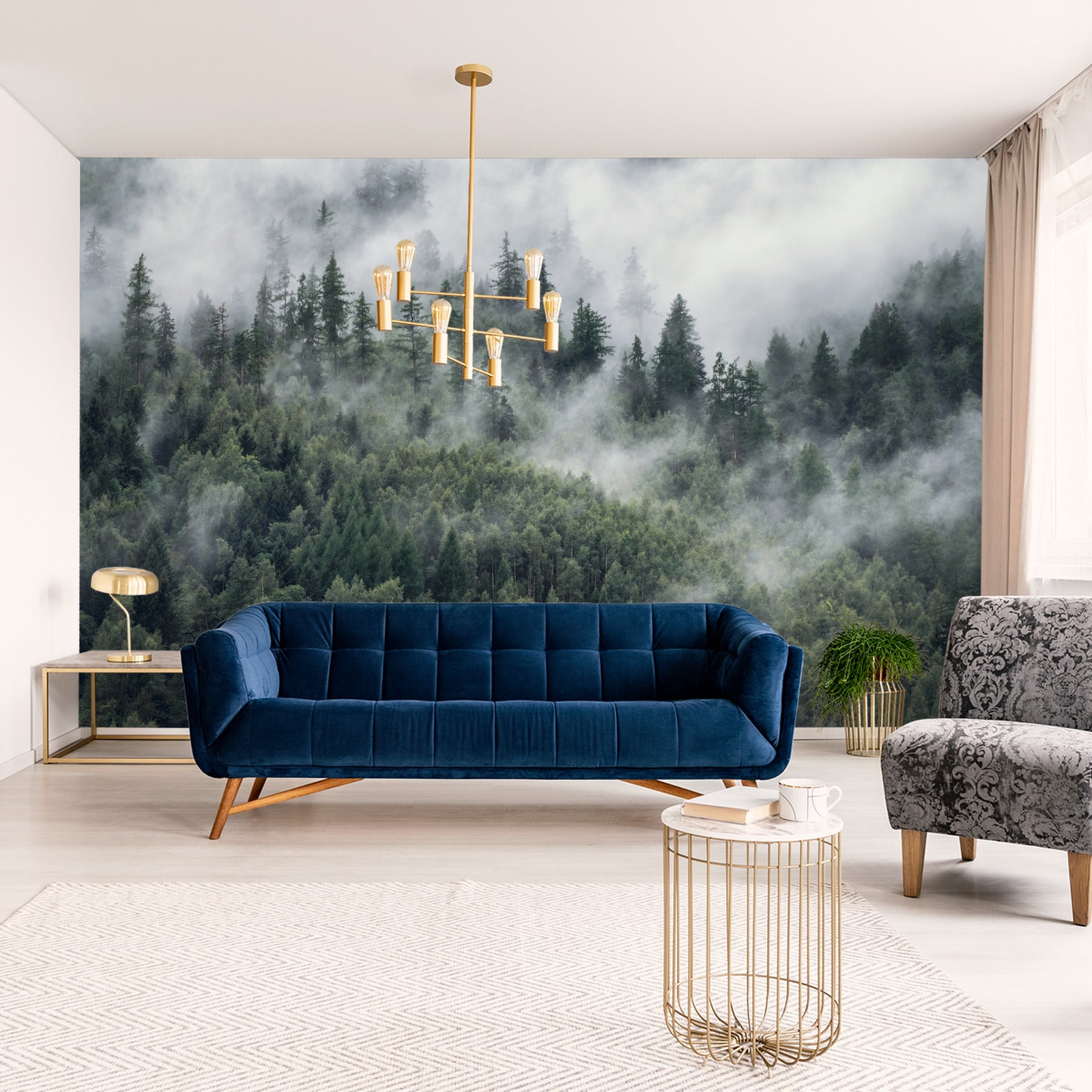 Fototapet Skog I Morgentåken