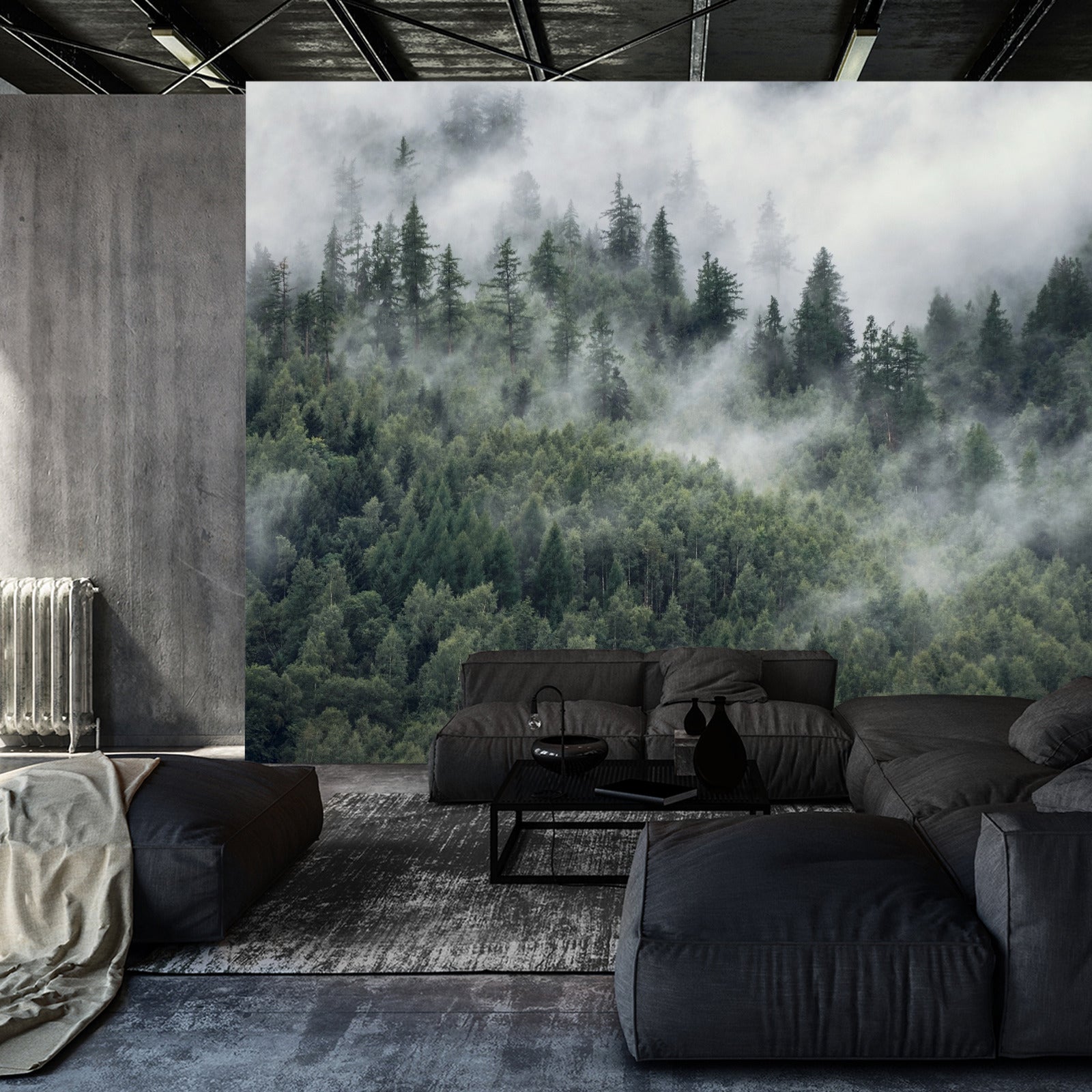 Fototapet Skog I Morgentåken