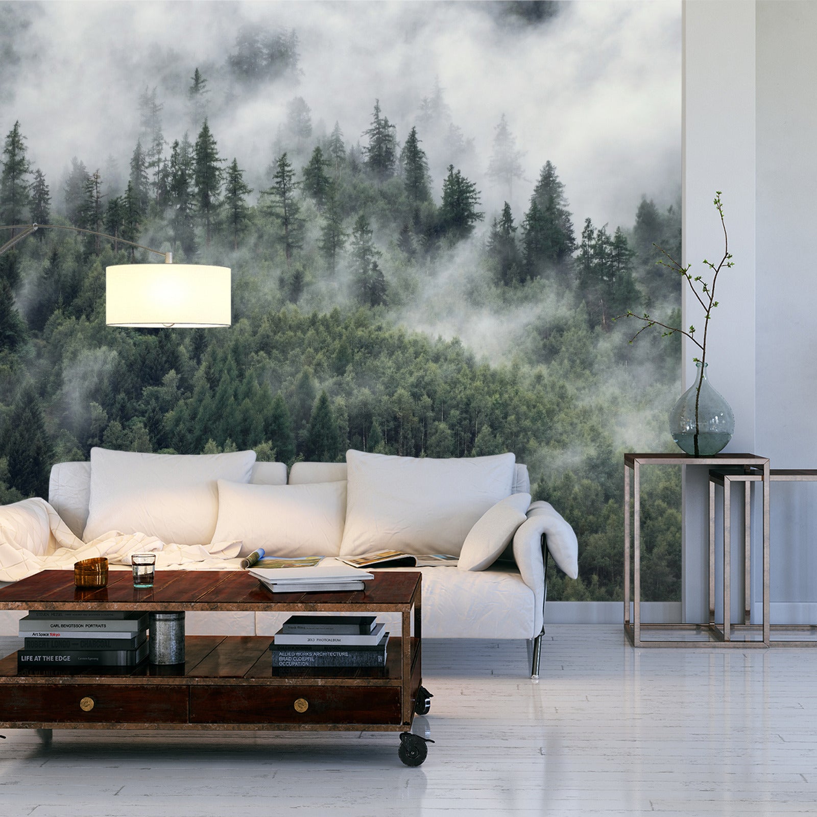 Fototapet Skog I Morgentåken