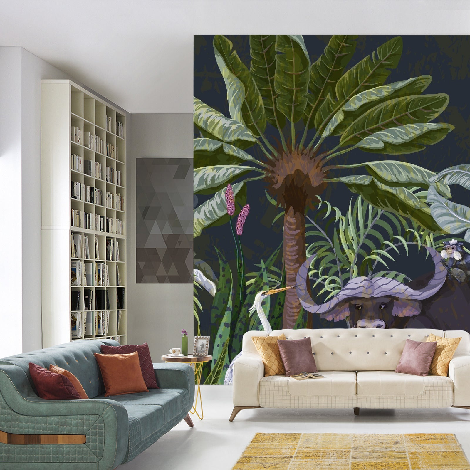 Fototapet Dyr Blant Palmer Og Planter