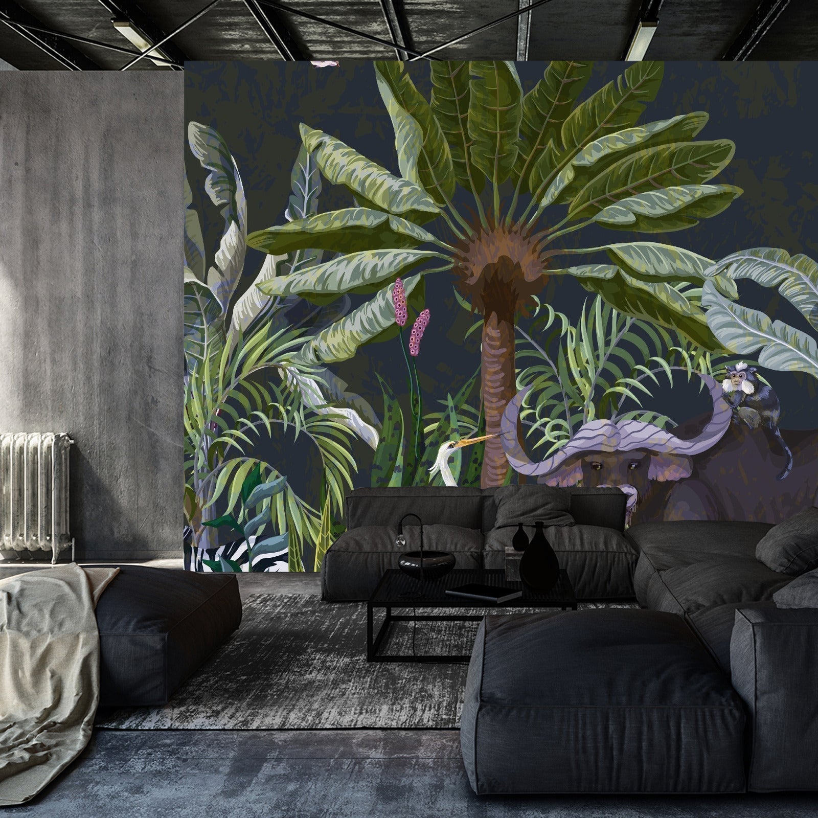 Fototapet Dyr Blant Palmer Og Planter