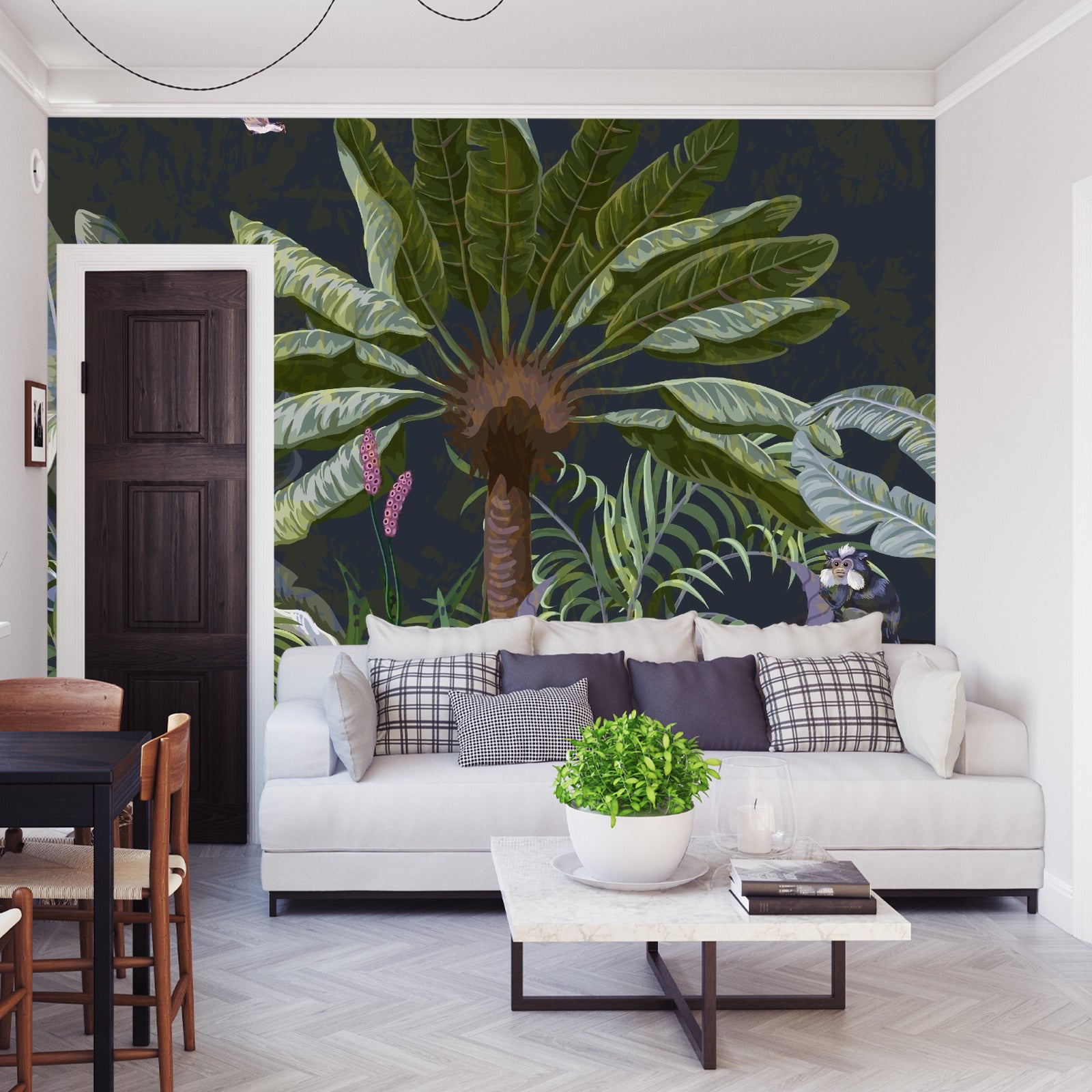 Fototapet Dyr Blant Palmer Og Planter