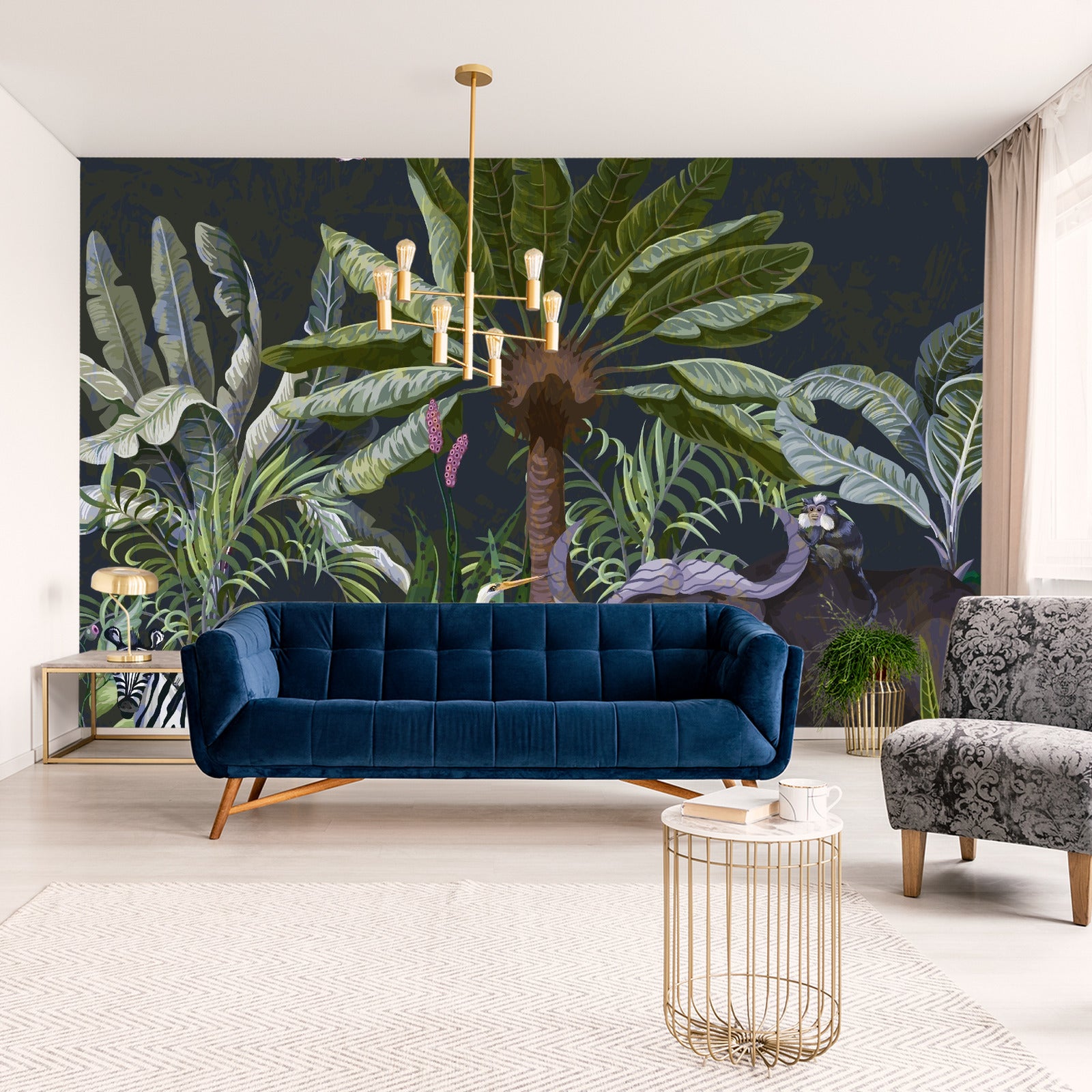 Fototapet Dyr Blant Palmer Og Planter