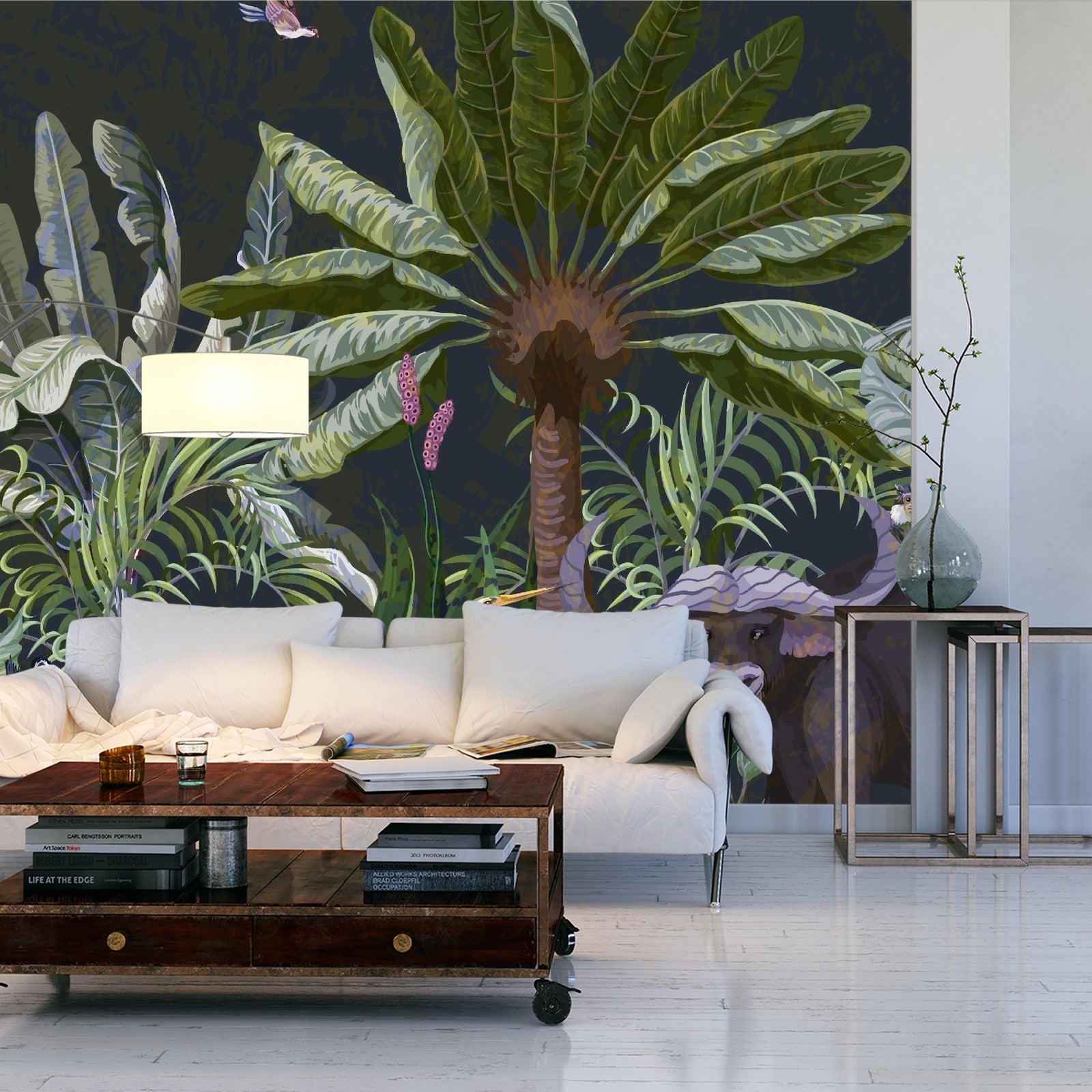 Fototapet Dyr Blant Palmer Og Planter