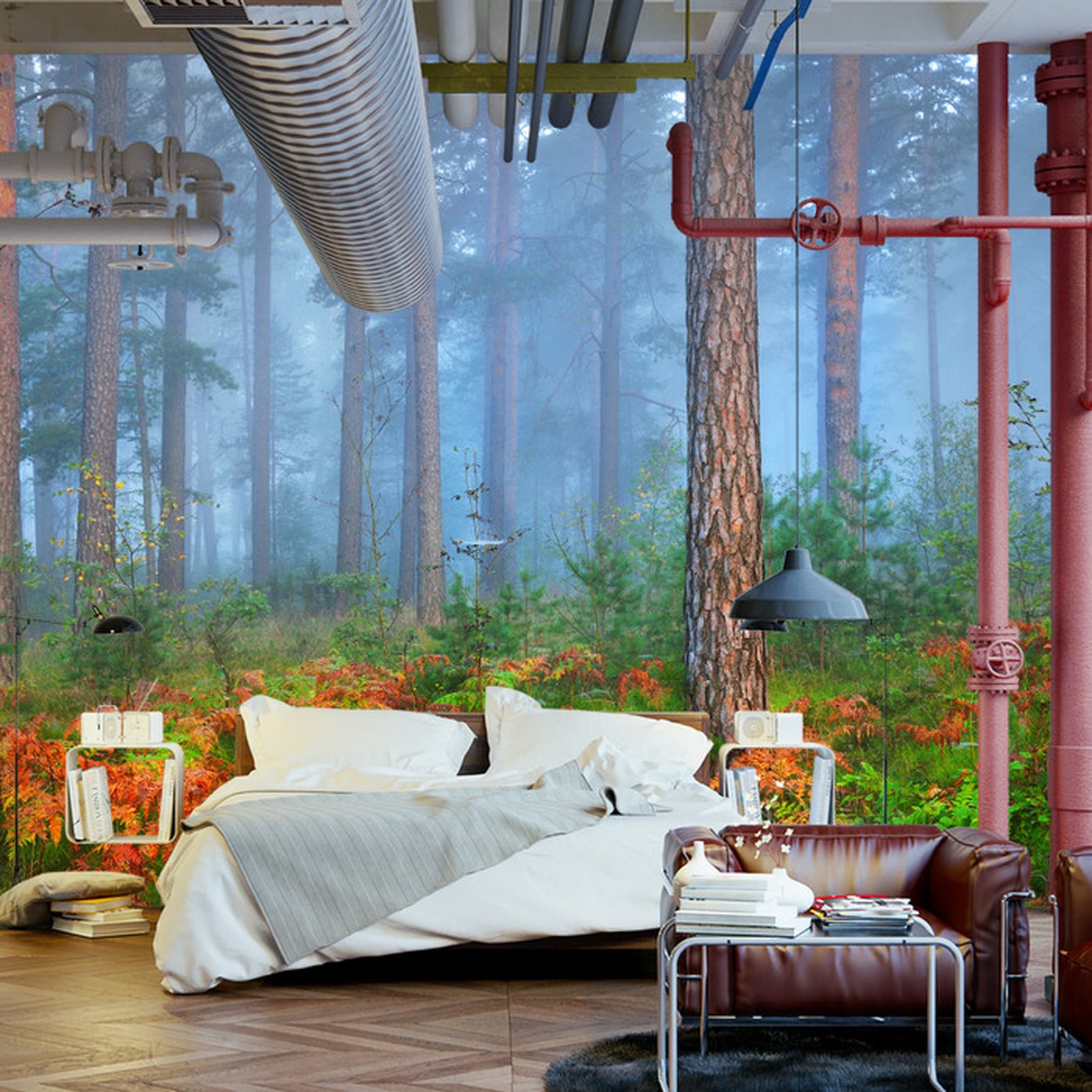 Fototapet Skog I Tåke