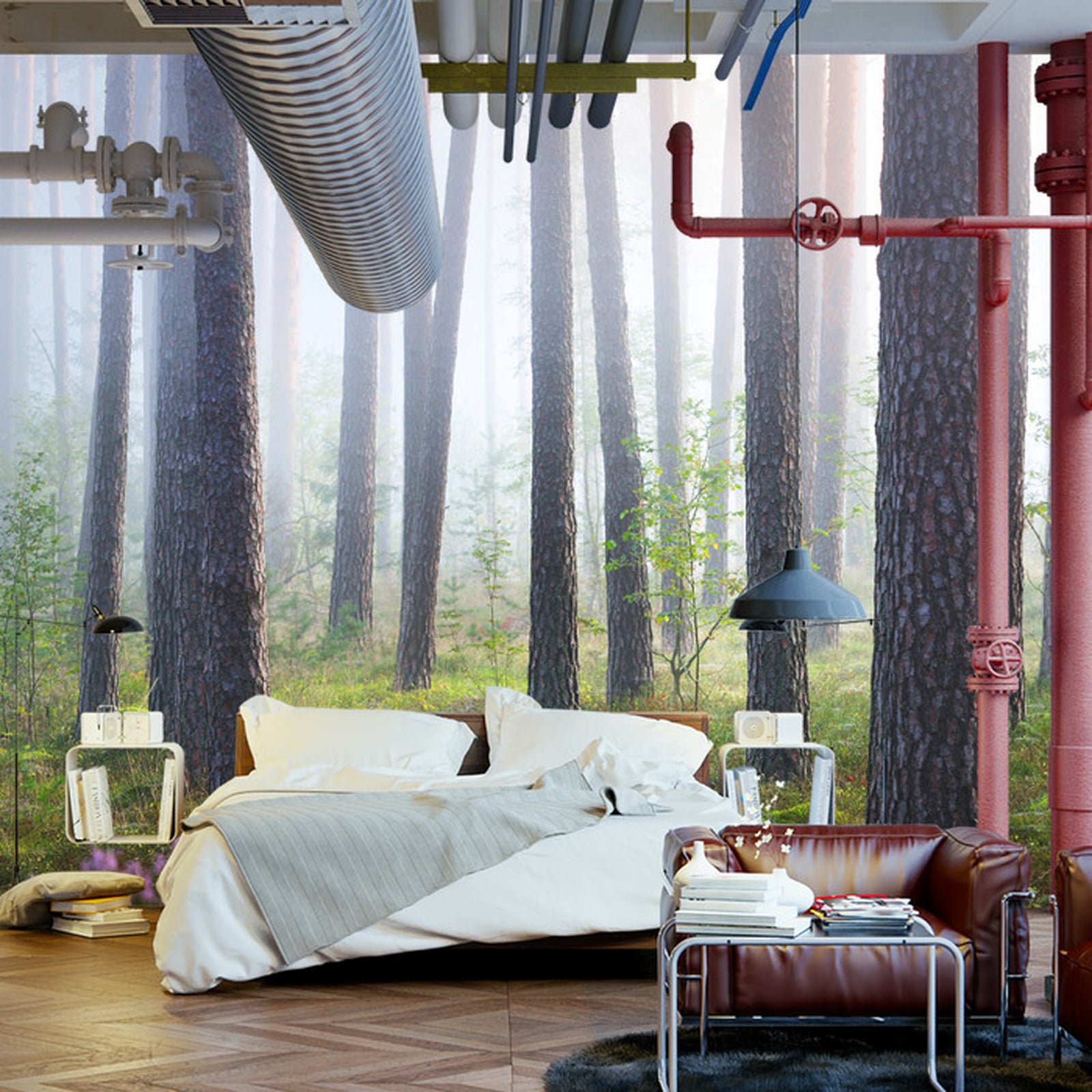 Fototapet Skog I Tåke