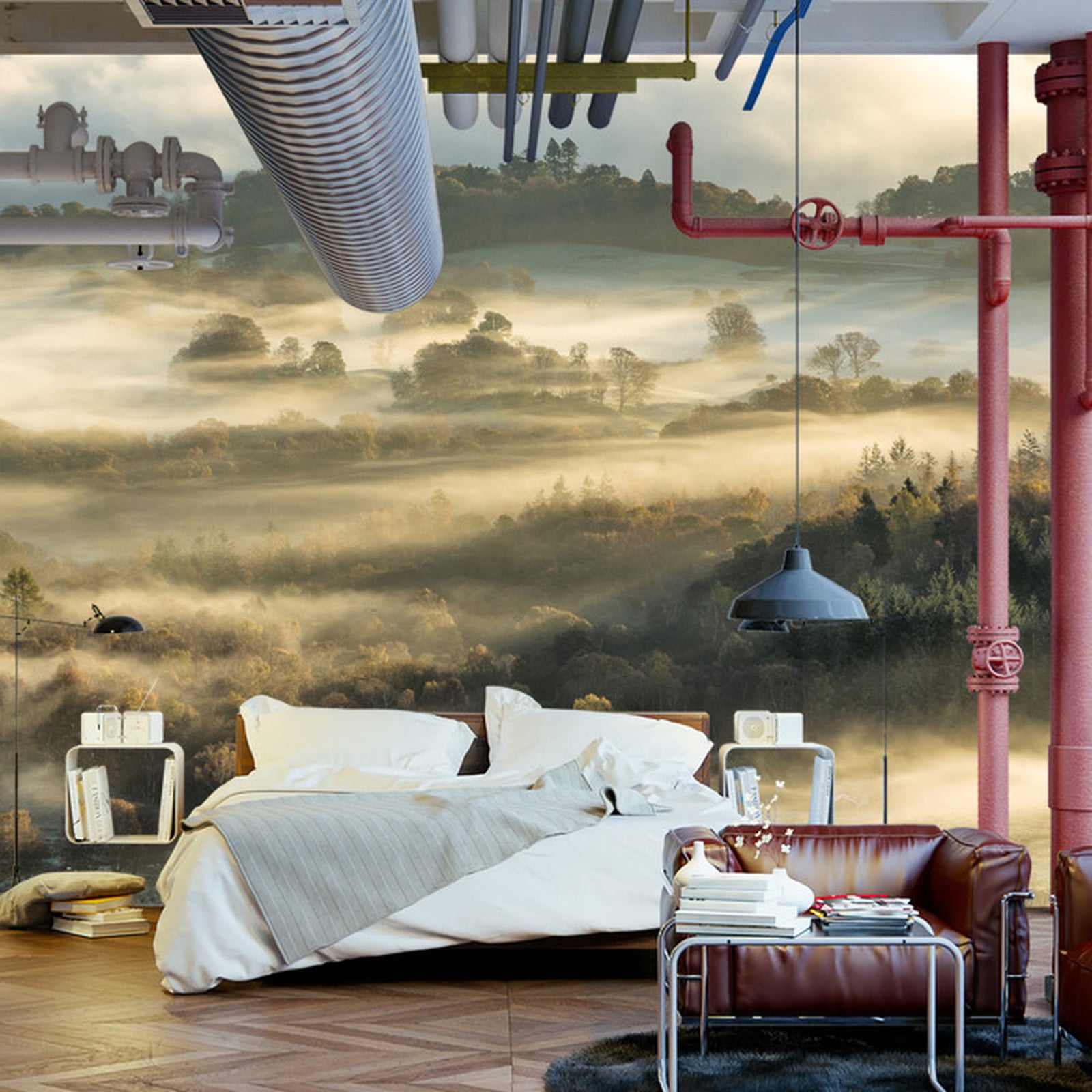 Fototapet Skog og åker